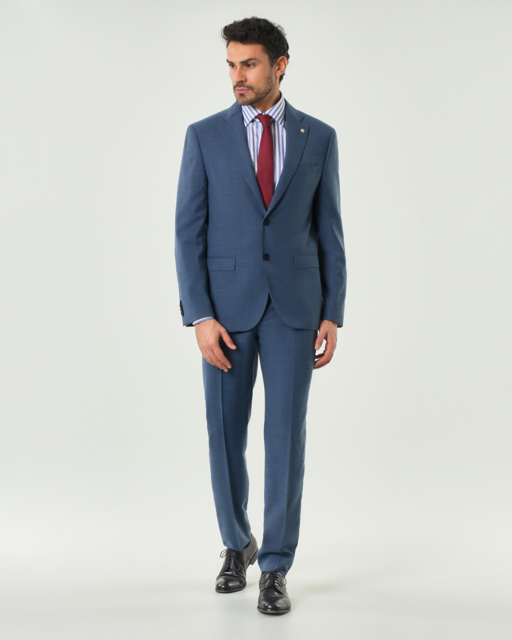 Abito Manuel Ritz blu indaco in tela di viscosa stretch effetto fiammato