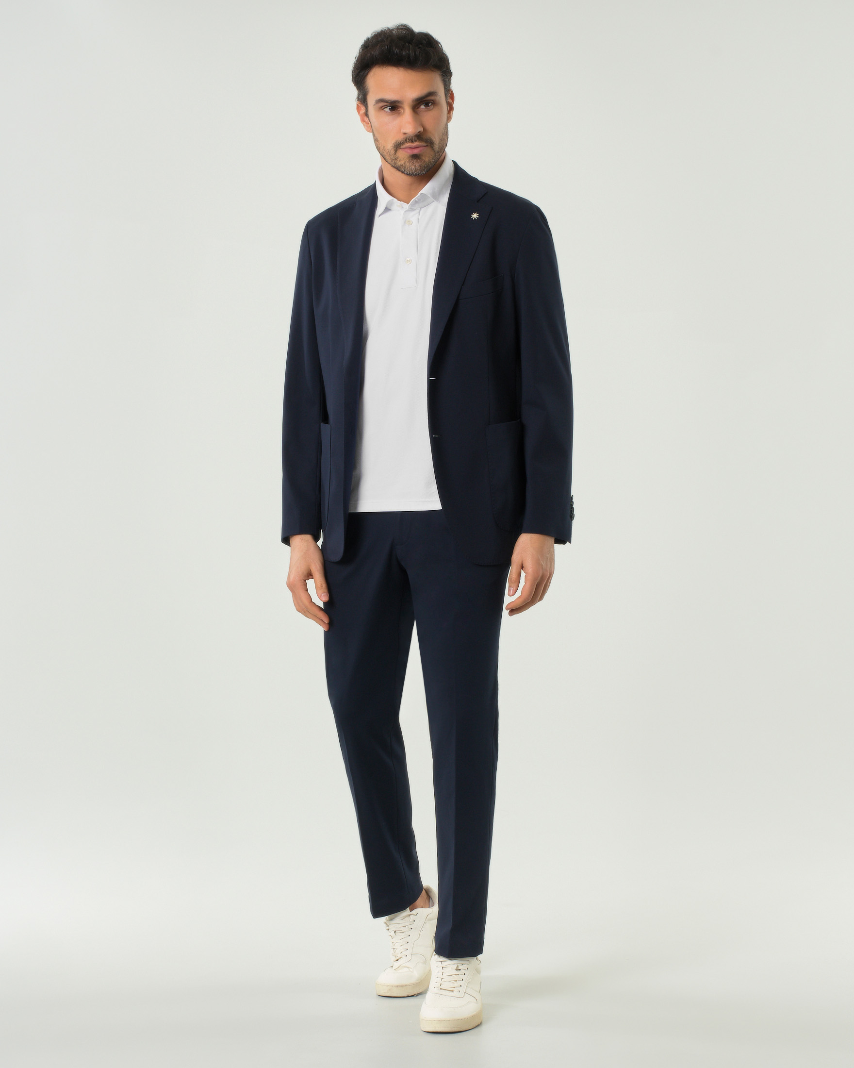 Blazer Manuel Ritz blu in jersey di cotone stretch image