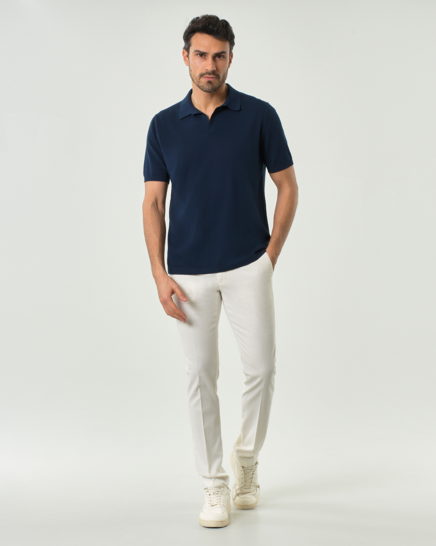 Pantalone chino Manuel Ritz panna in cotone stretch micro armatura