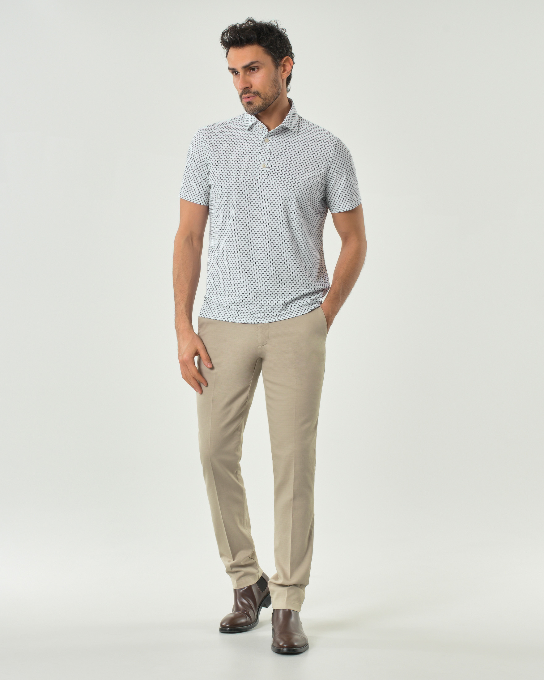 Pantalone chino Manuel Ritz beige in cotone stretch micro armatura