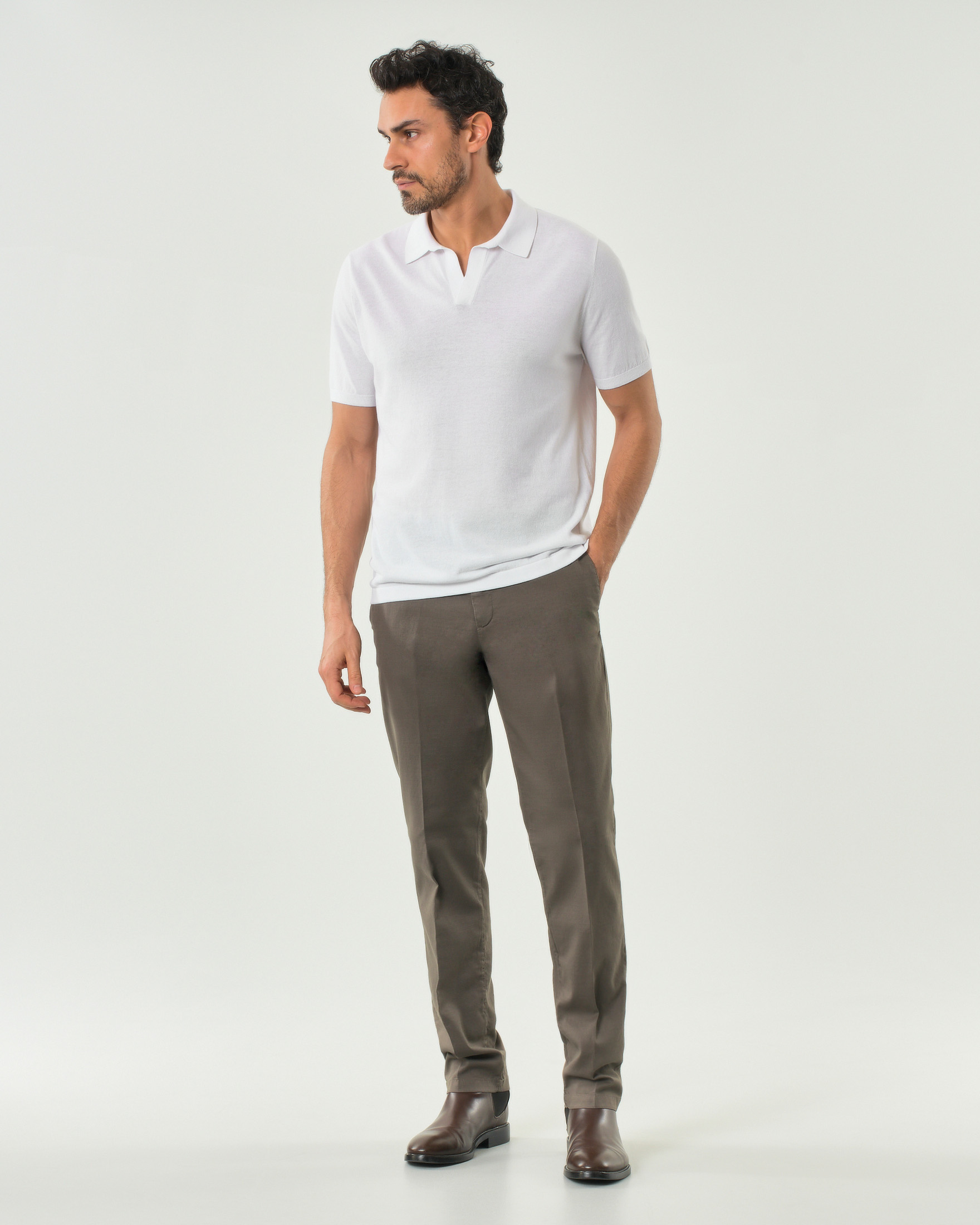 Pantalone chino Manuel Ritz marrone in cotone stretch micro armatura
