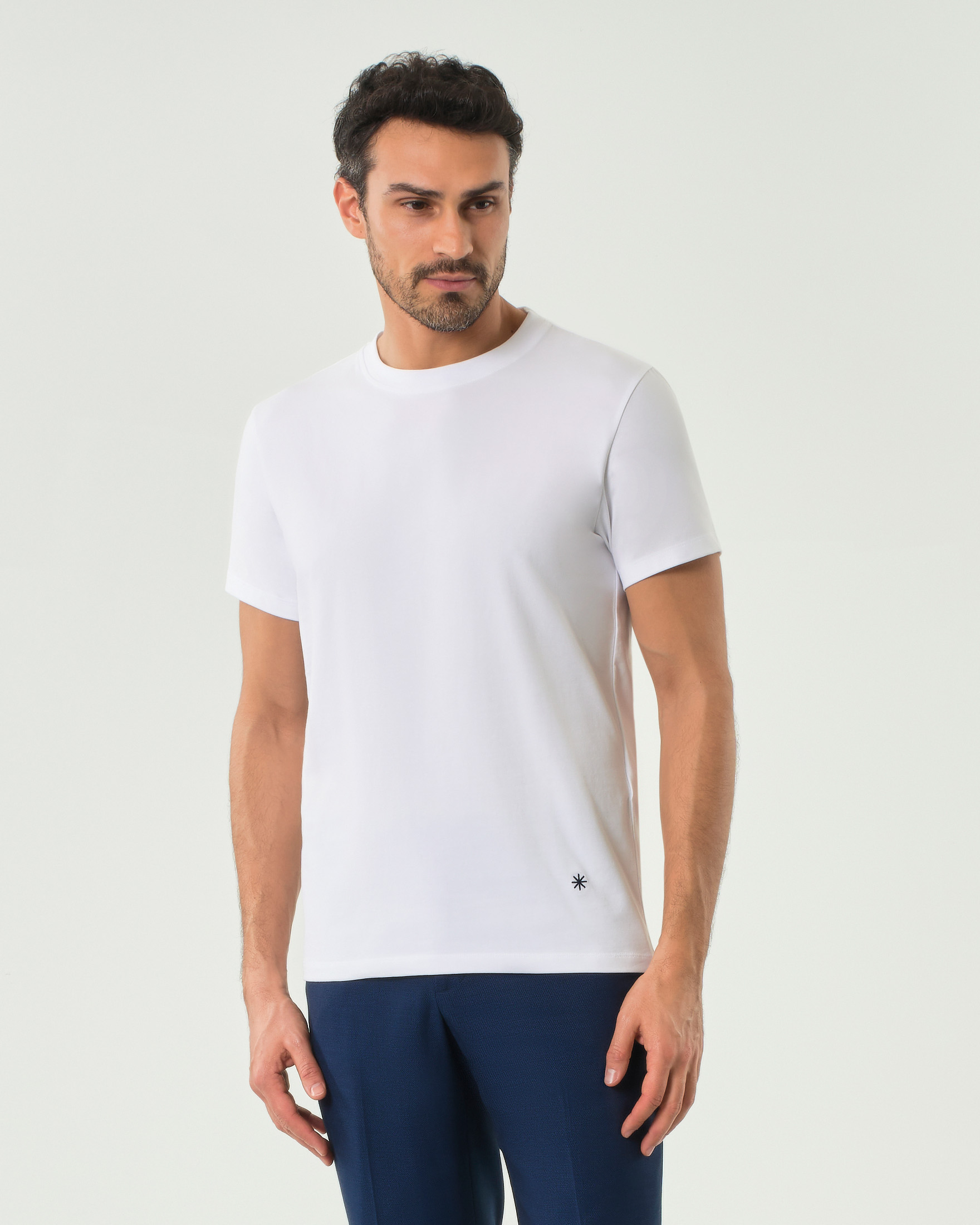 T-shirt Manuel Ritz bianca mezza manica in cotone stretch