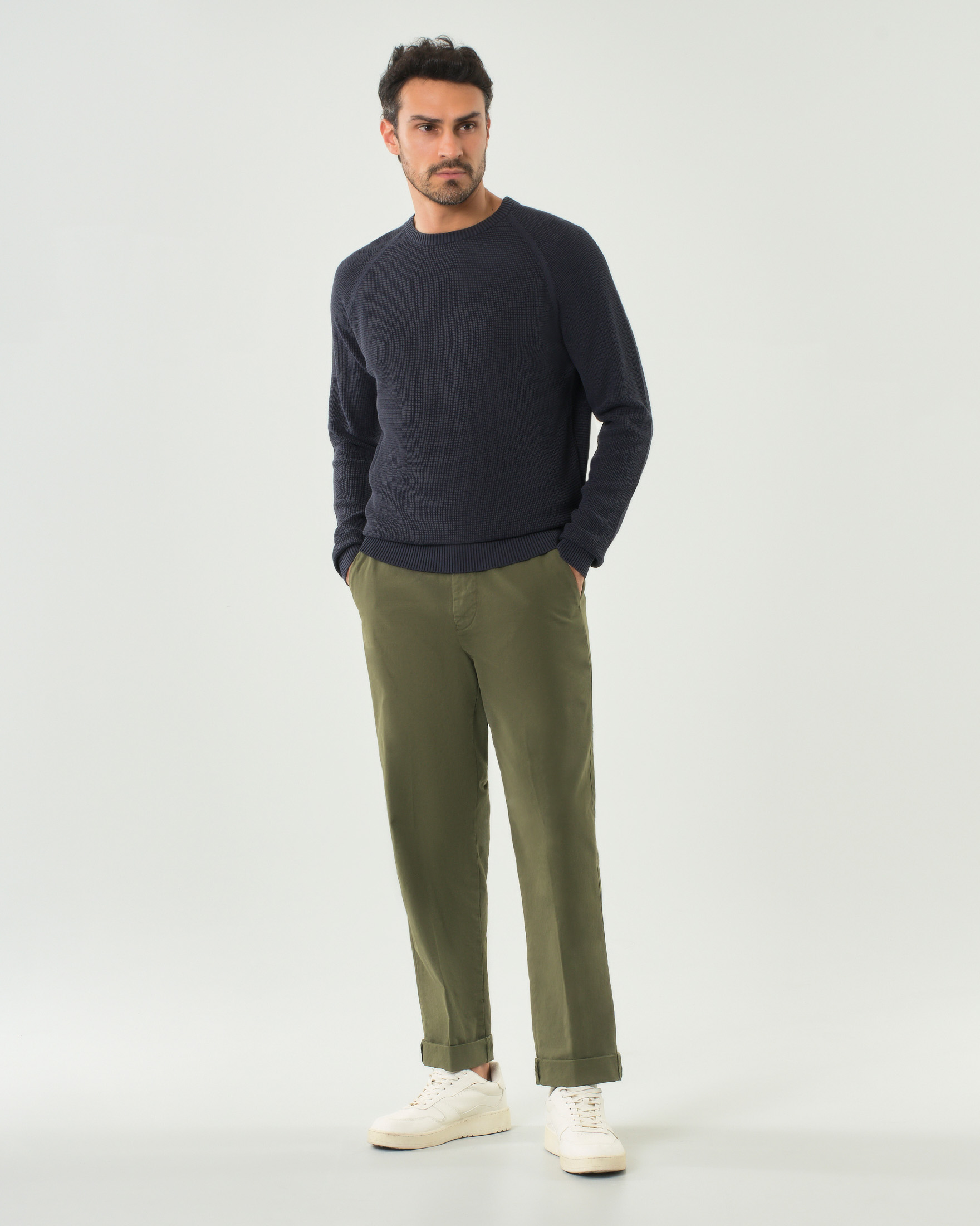 Pantalone chino relaxed-fit Mason's verde militare in tela di cotone