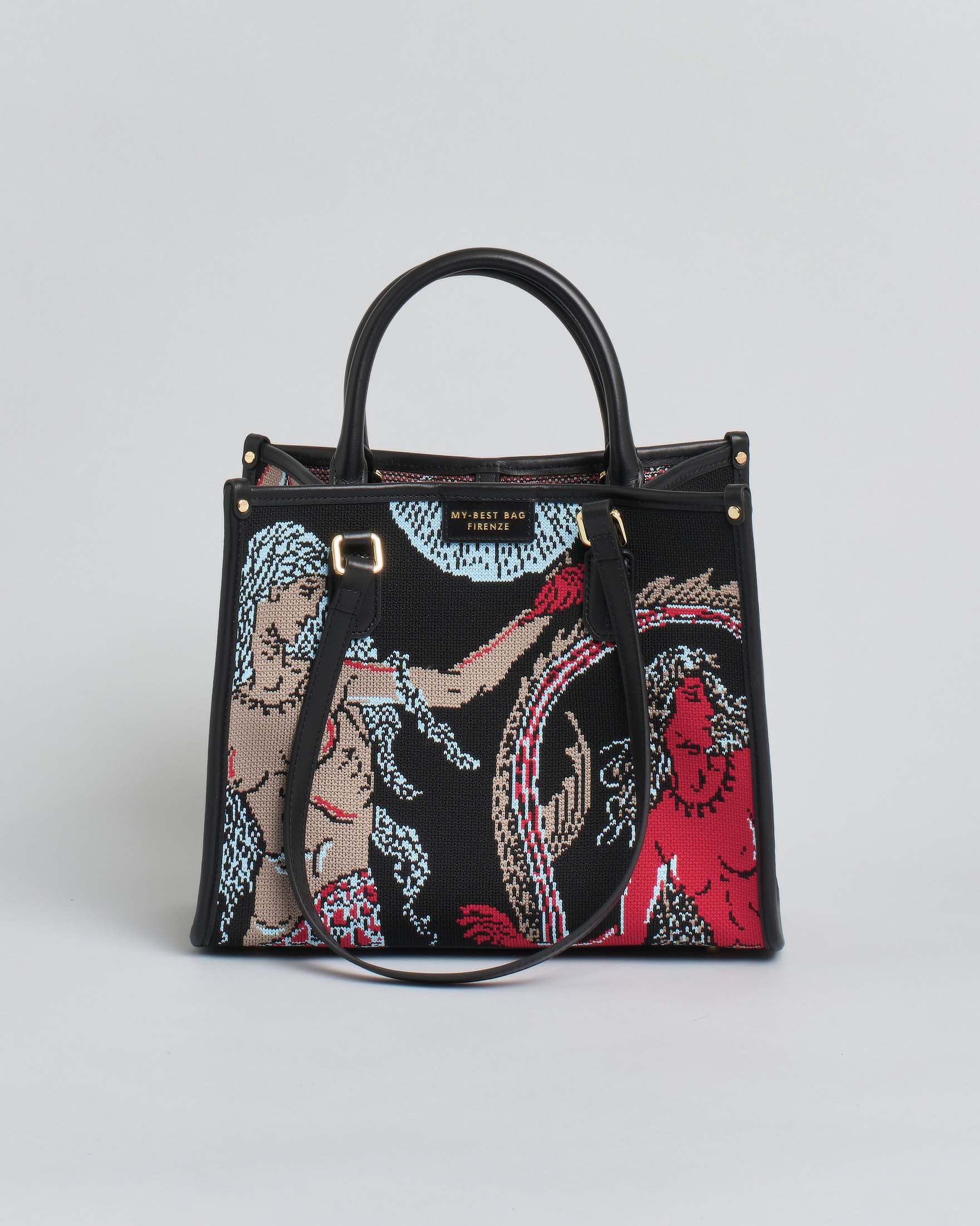 Borsa Atena Sea media My Best Bag nera con disegno sirene