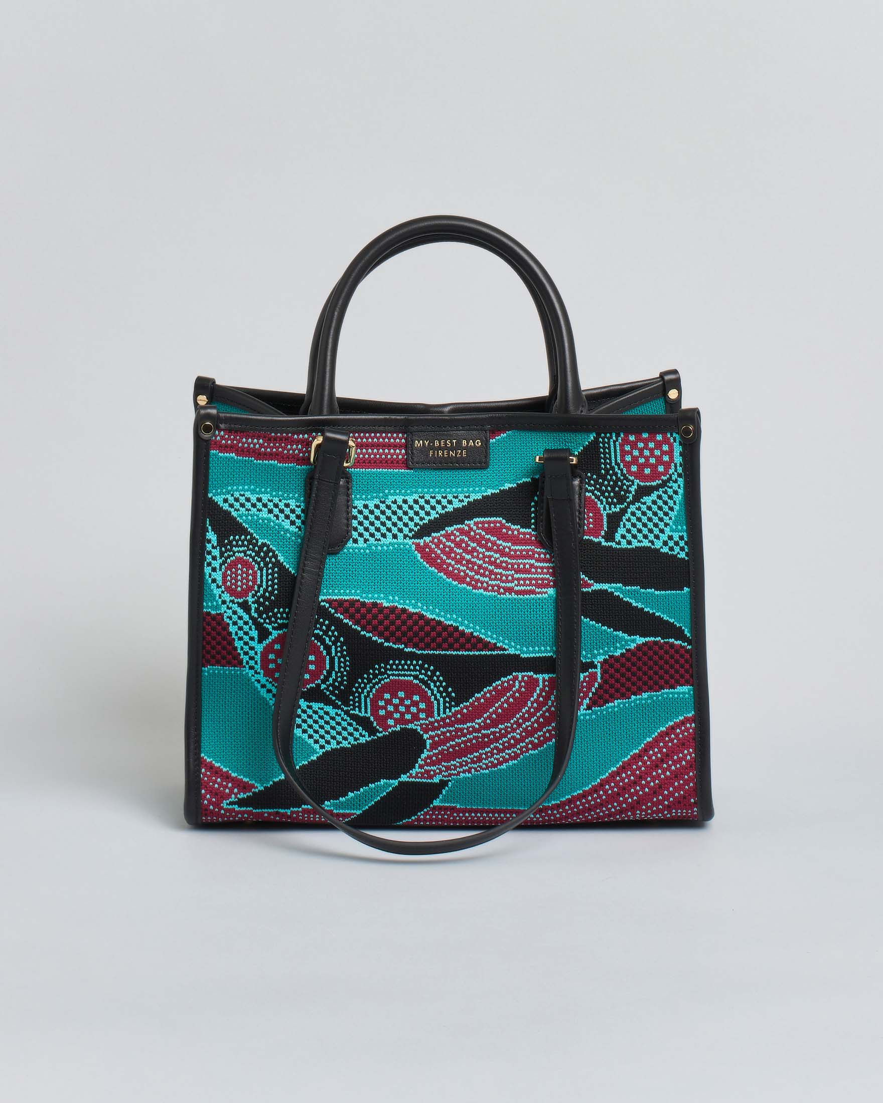 Borsa Atena Biosfera media My Best Bag verde acqua con disegno balene