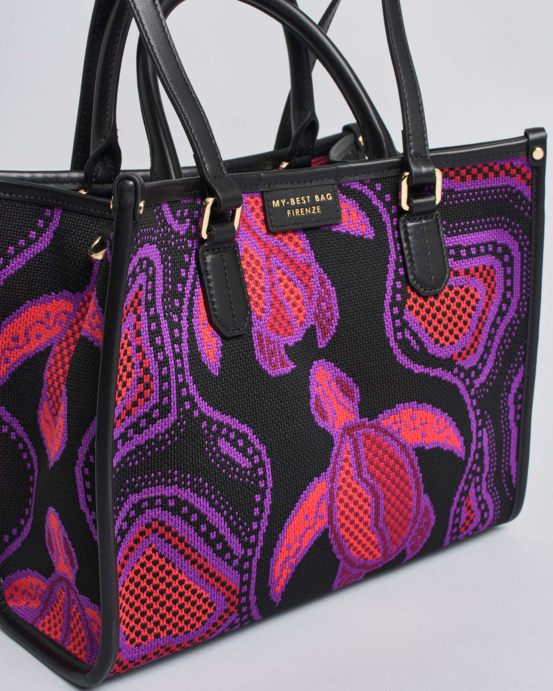 Borsa Atena Biosfera media My Best Bag nera con disegno tartarughe image