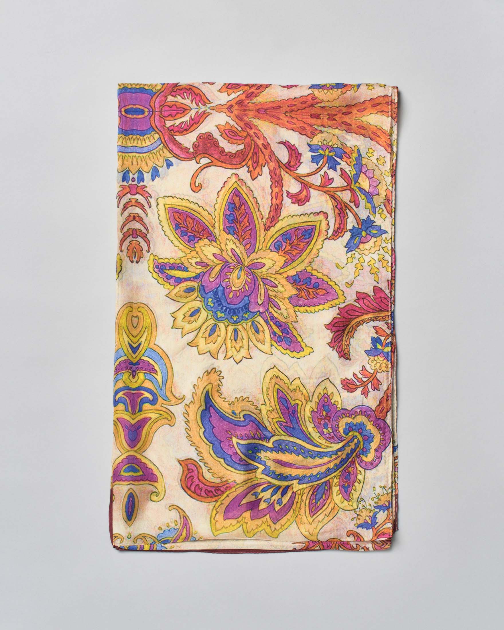 Sciarpa in pura seta con stampa fiori colorata