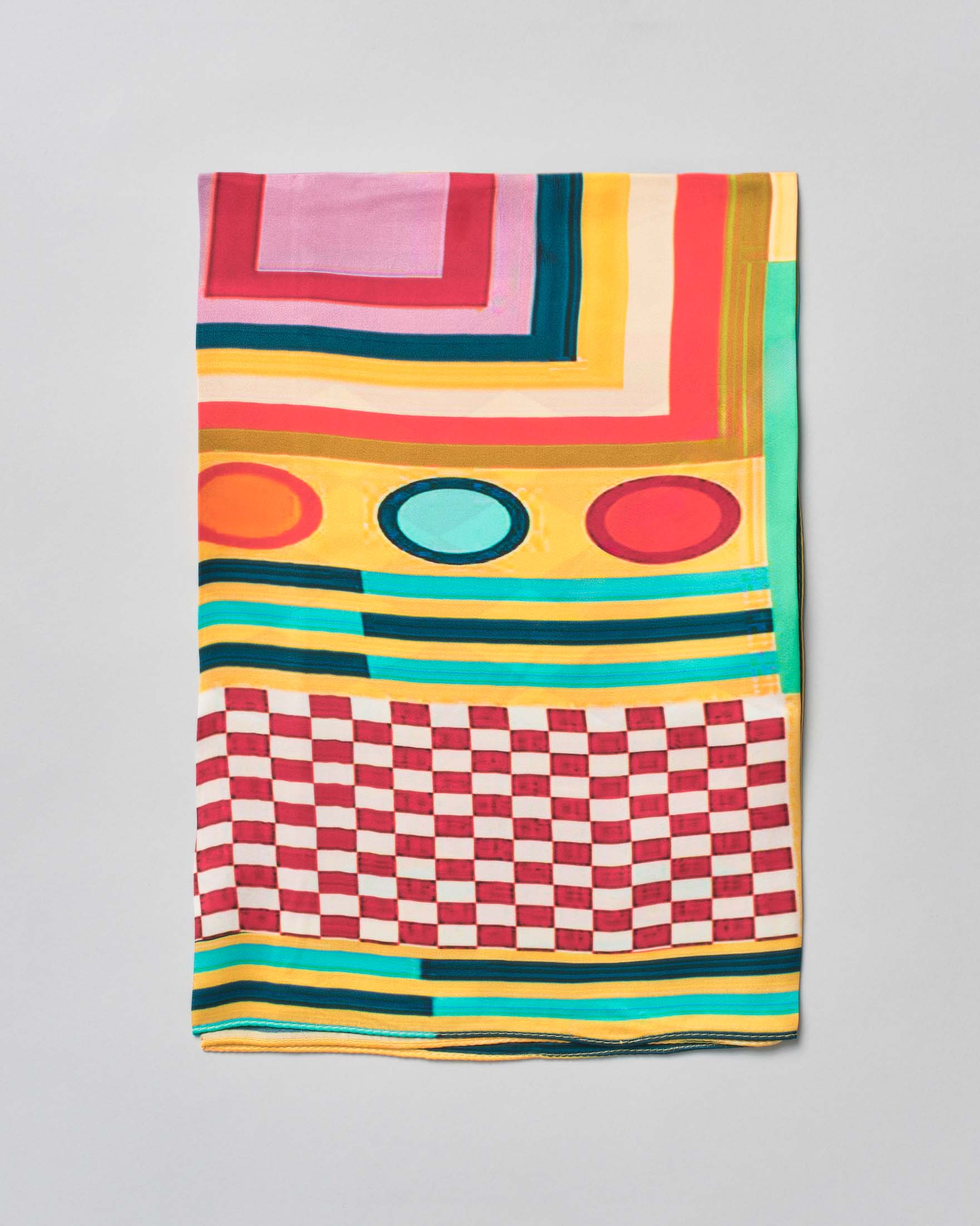 Foulard Pellizzari in modal e seta con stampa geometrica multicolor