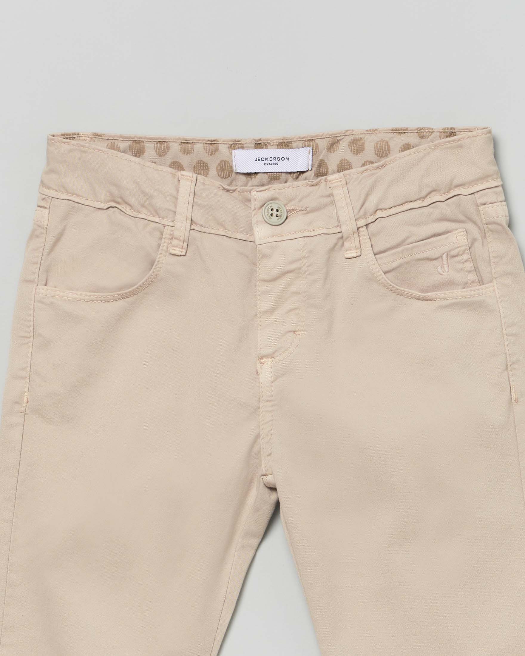 Pantalone Jeckerson Kids chino ecrù in gabardina di cotone stretch image