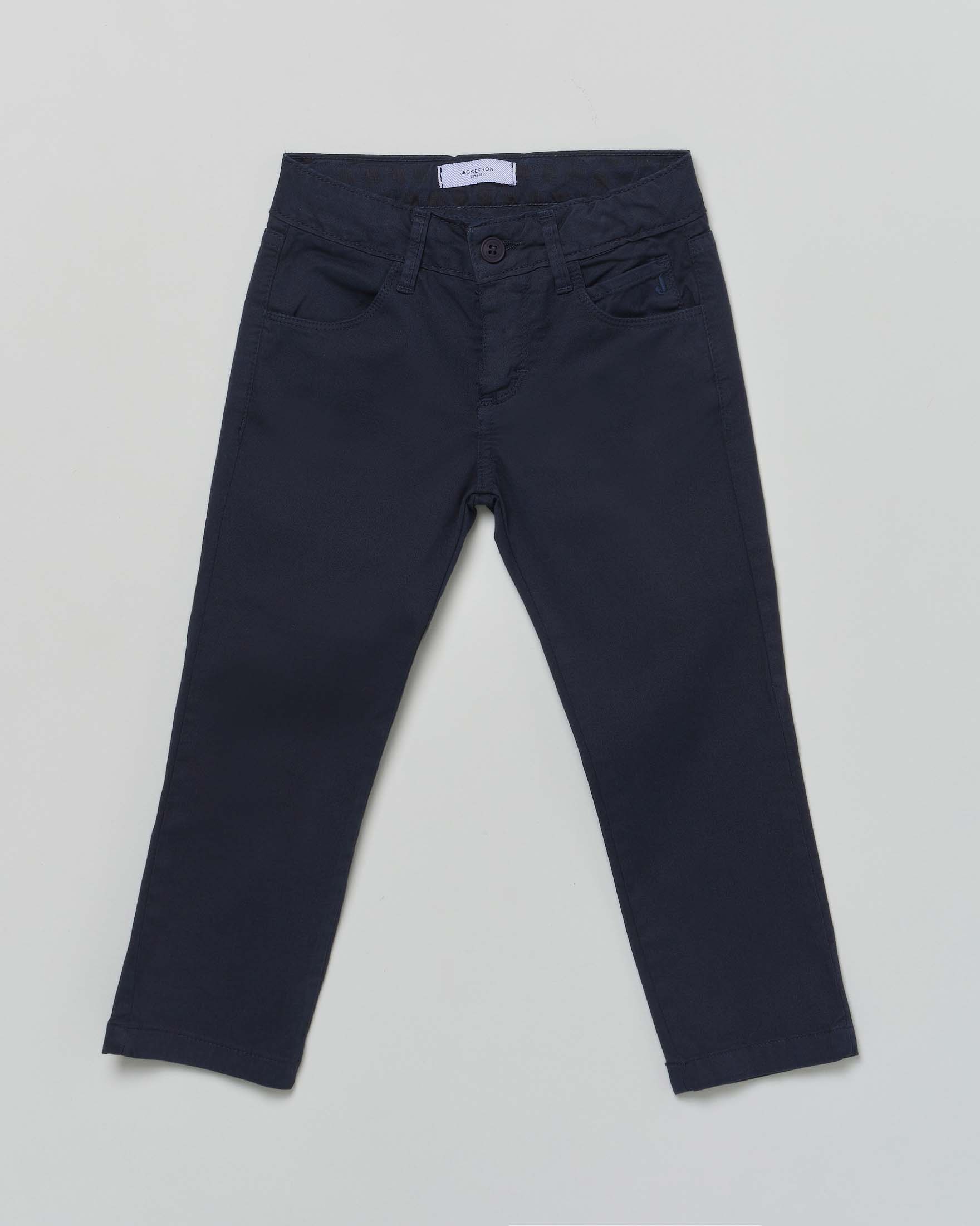 Pantalone Jeckerson Kids chino blu in gabardina di cotone stretch