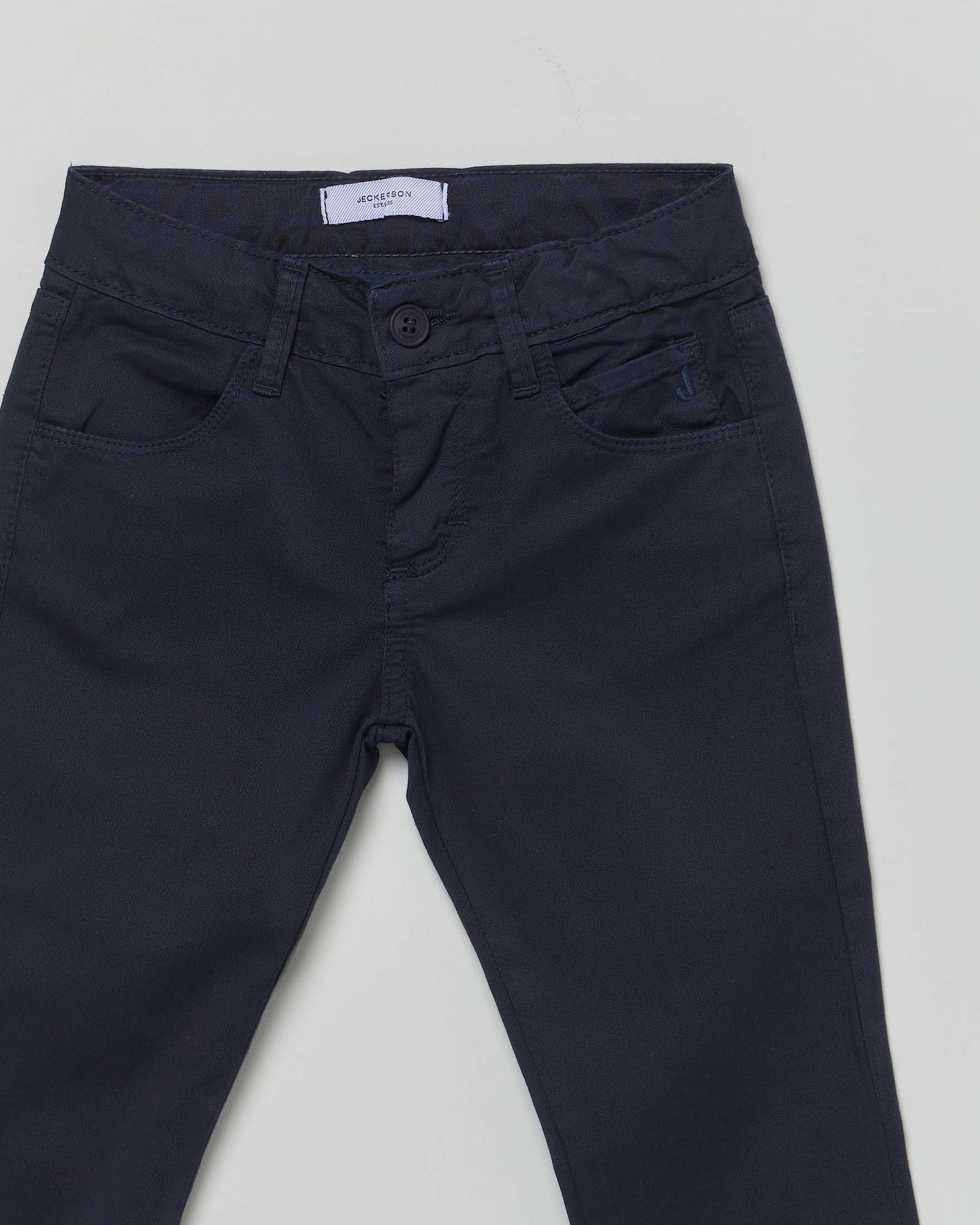 Pantalone Jeckerson Kids chino blu in gabardina di cotone stretch image