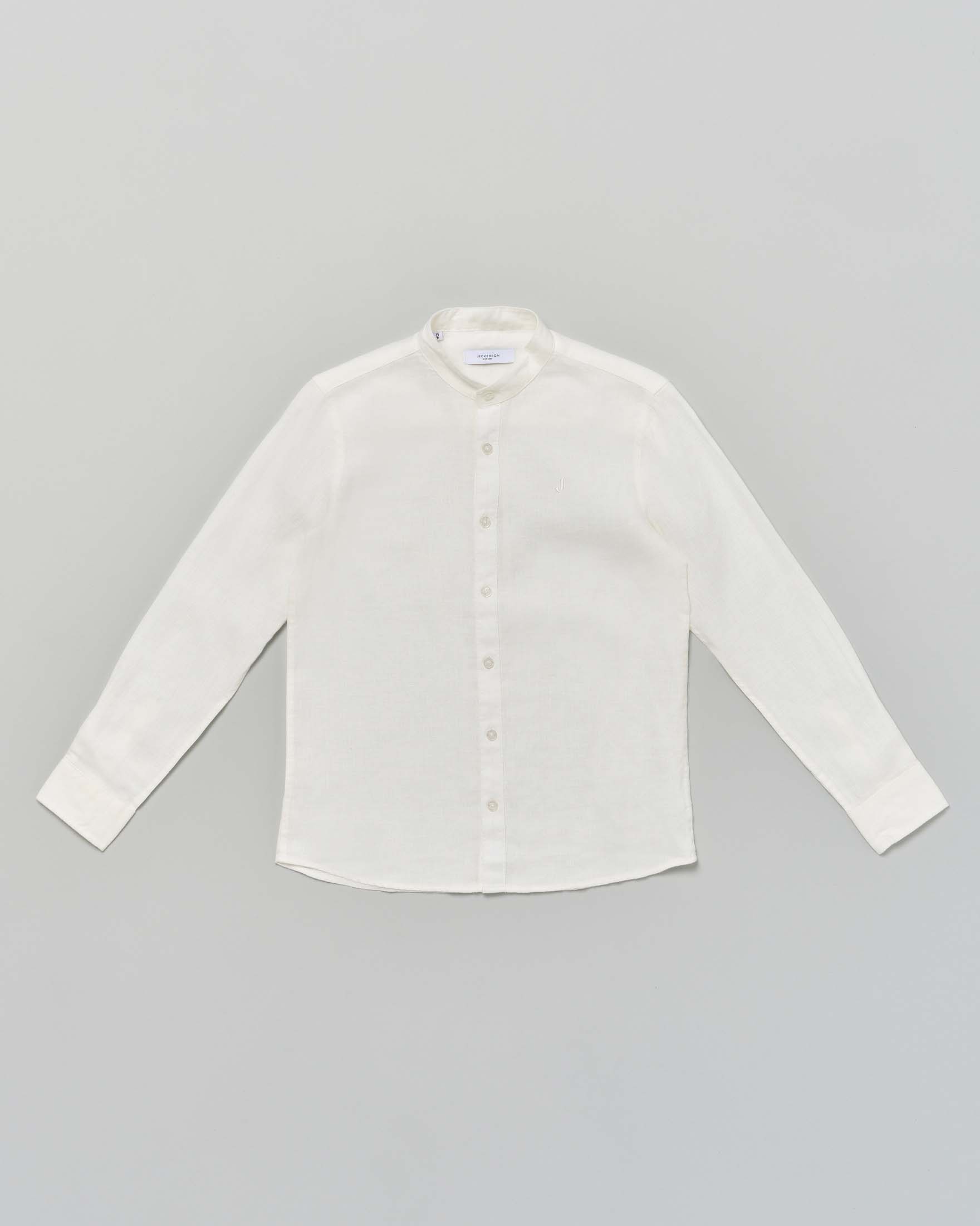 Camicia Jackerson bianca modello coreana in puro lino