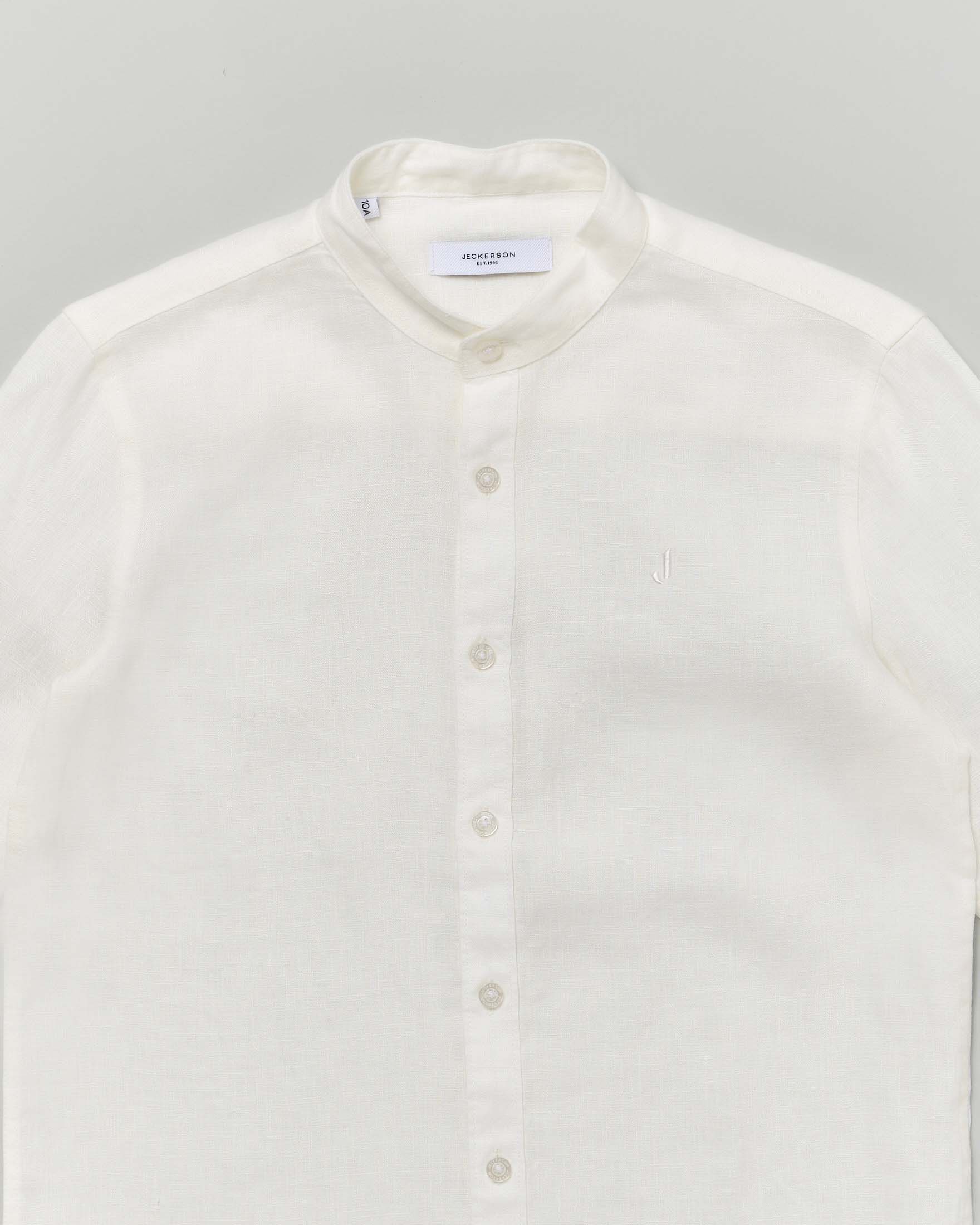 Camicia Jackerson bianca modello coreana in puro lino image