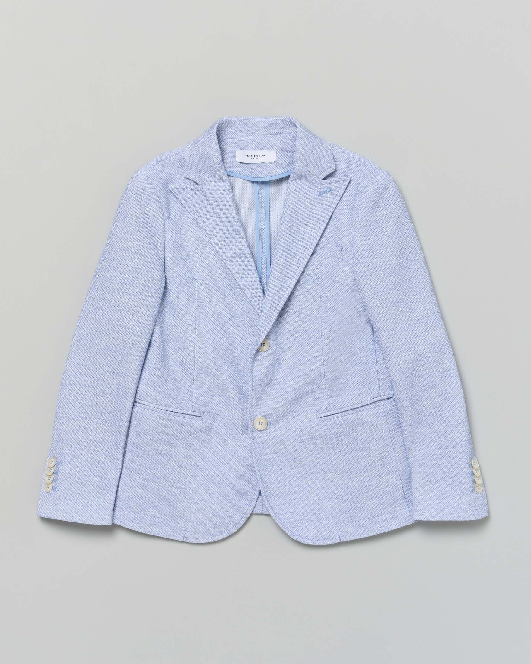 Blazer azzurro Jackerson in piquè di misto cotone monopetto