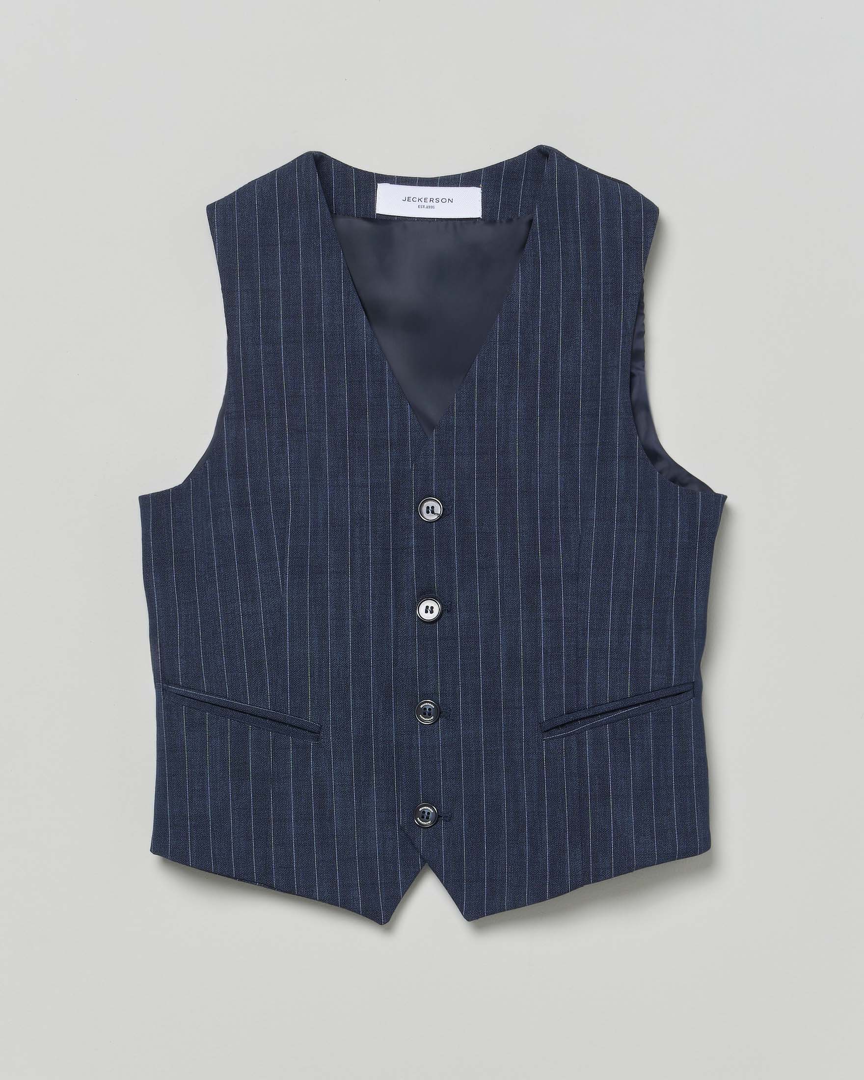 Gilet Jeckerson blu gessato in misto cotone