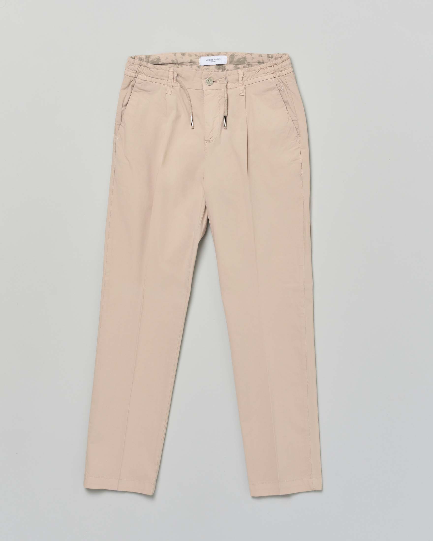 Pantalone Jeckerson ecrù in misto cotone con coulisse