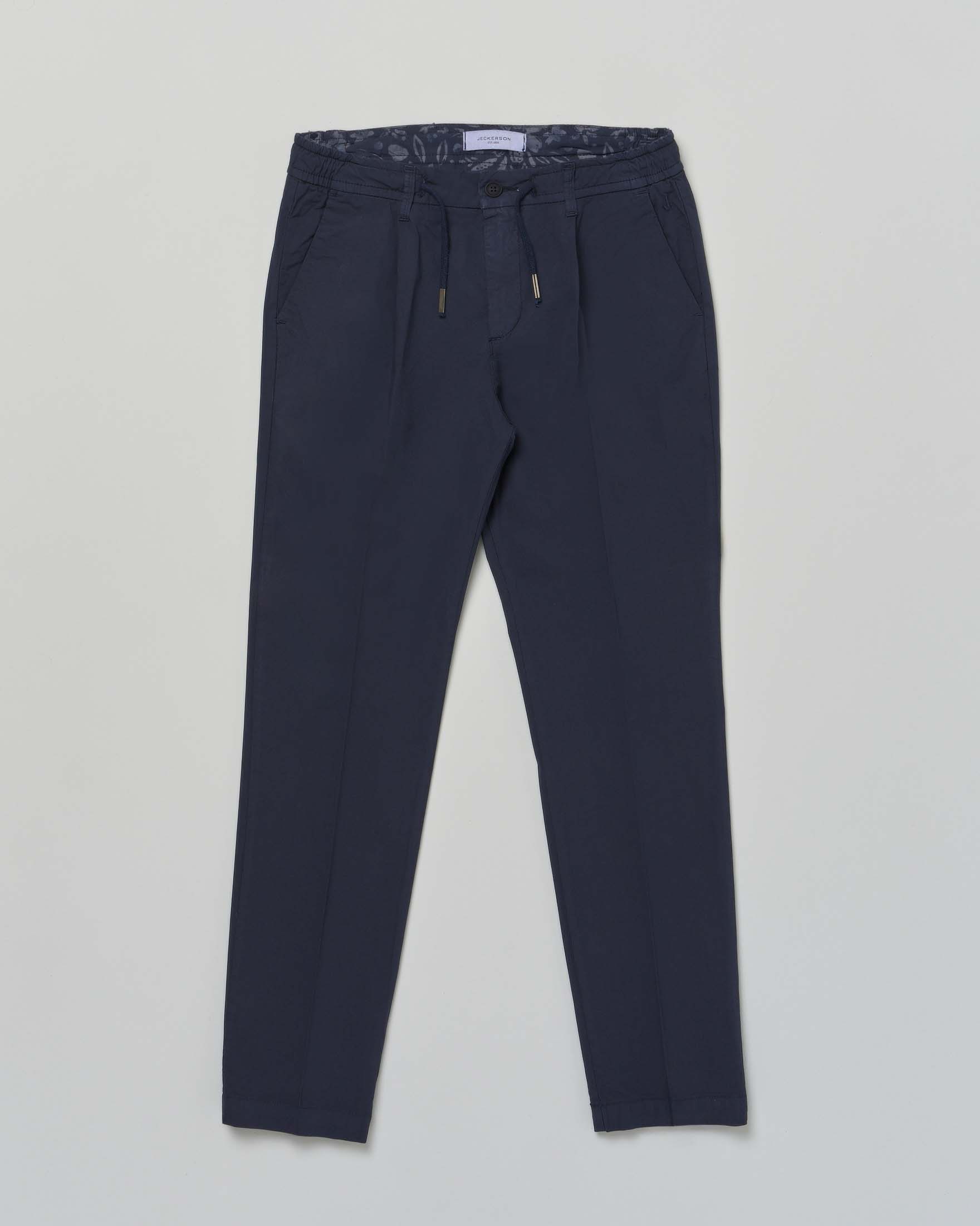 Pantalone Jeckerson blu in misto cotone con coulisse