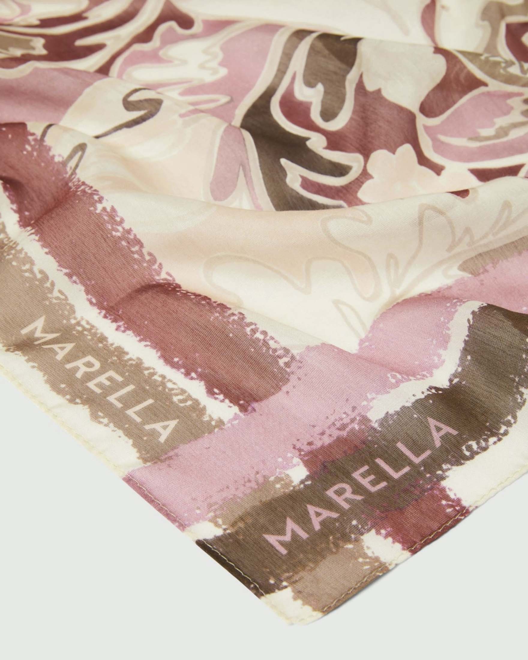 Scialle Marella rosa e coccio in modal e seta con stampa floreale image