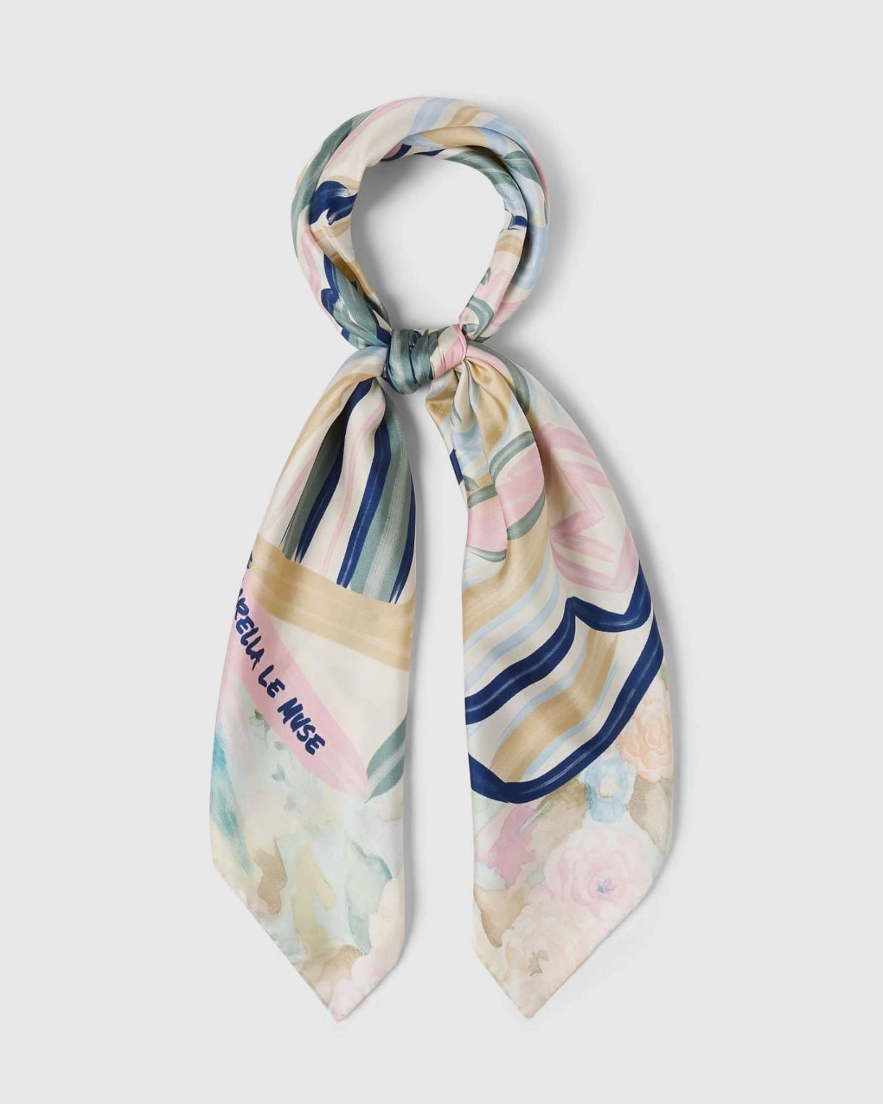 Foulard Marella in twill di seta a stampa Le Muse multicolor