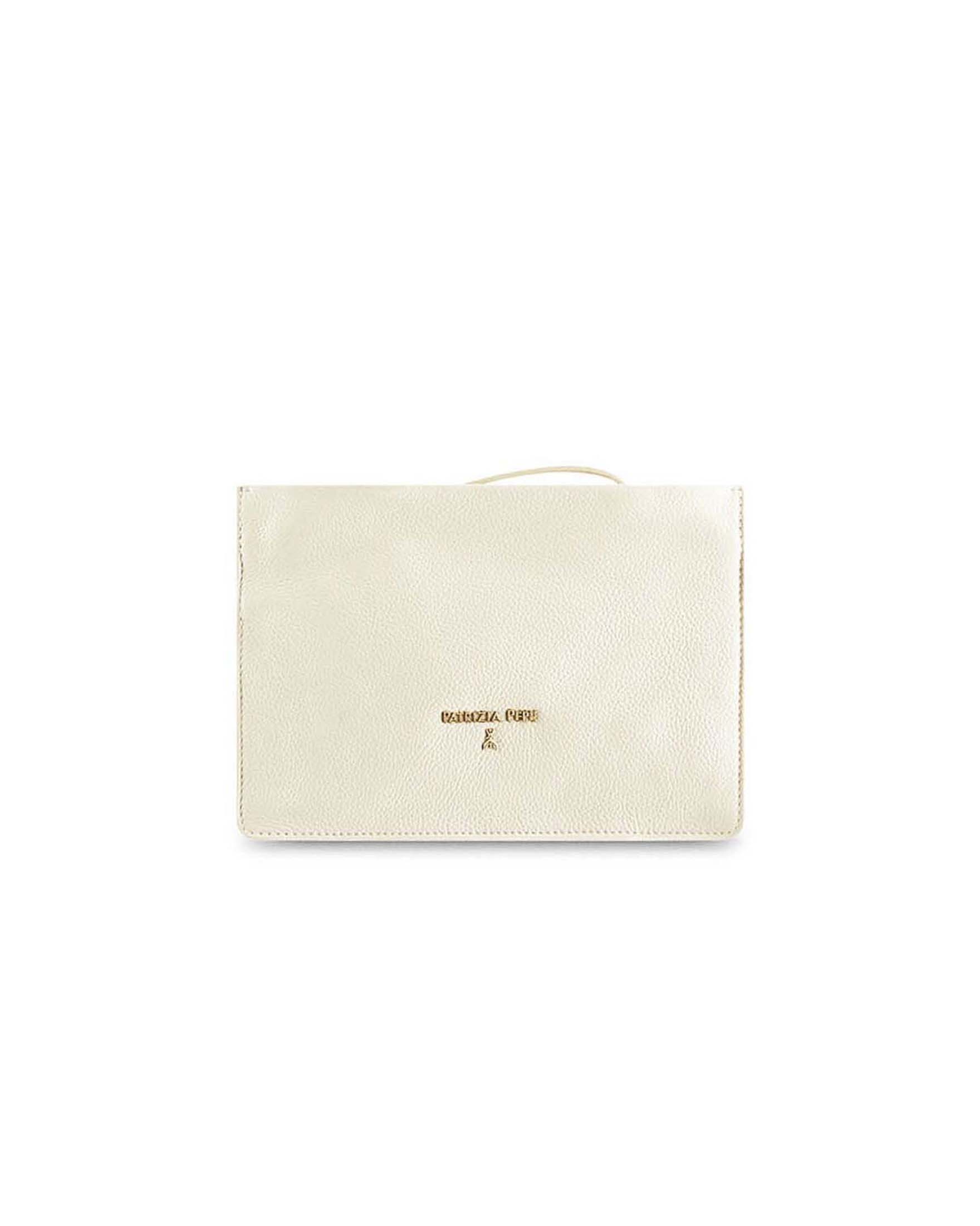 Mini pochette Patrizia Pepe color burro con tracolla a catena dorata e logo