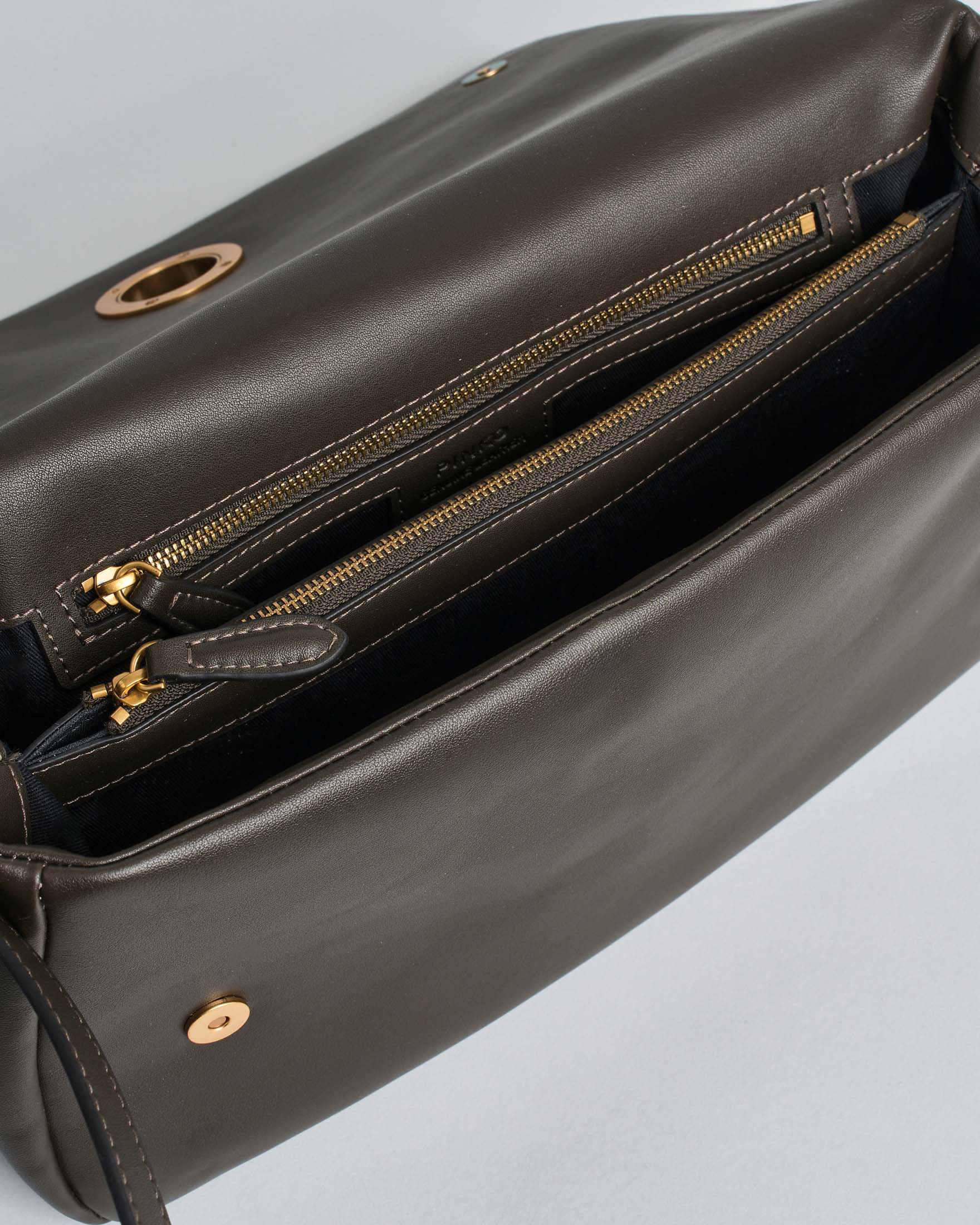 Borsa a tracolla media color fango Pinko Love Bag Click Soft Horizontal Handle in pelle image