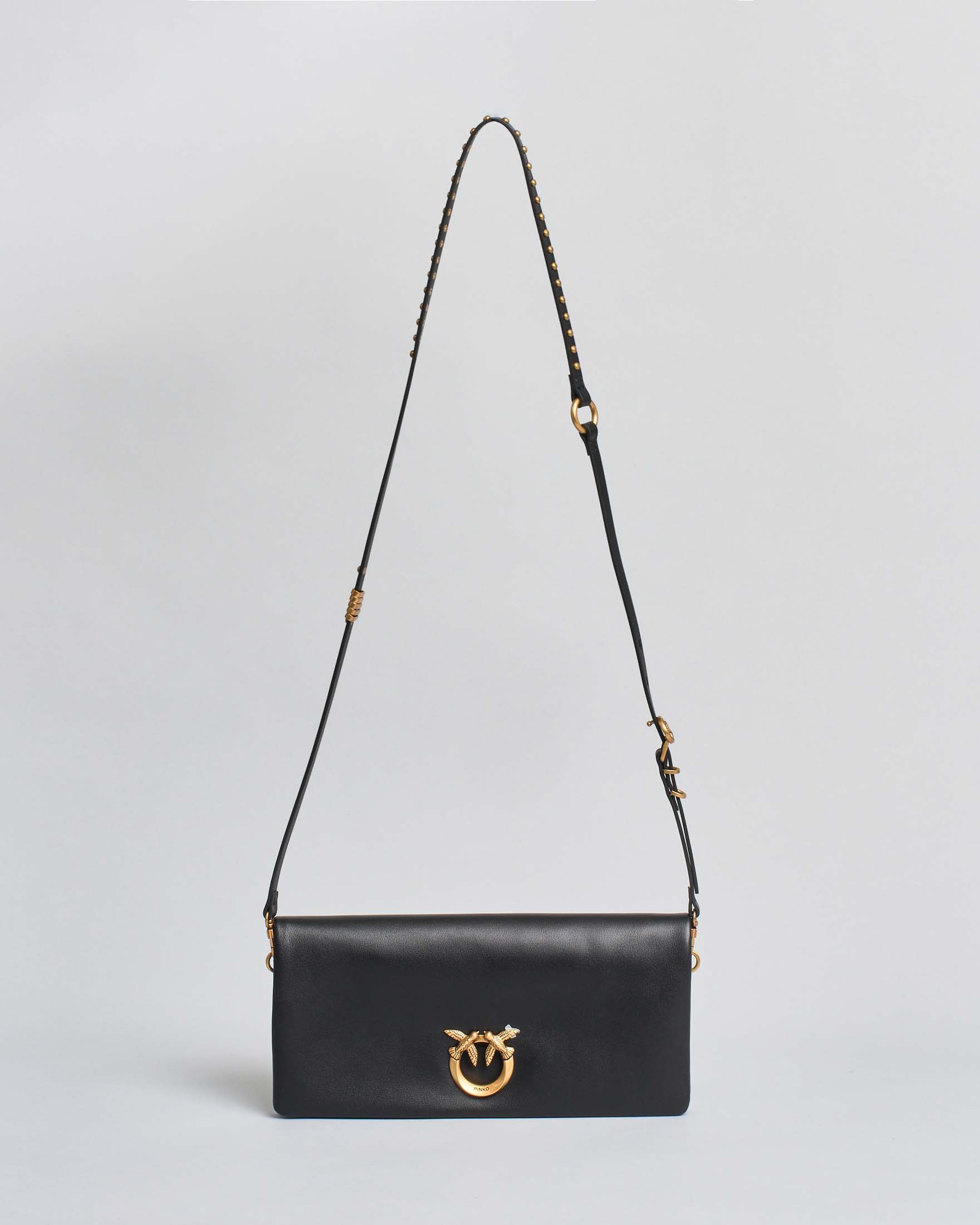 Pochette a tracolla media Love Bag Click Soft Horizontal Pinko nera in pelle