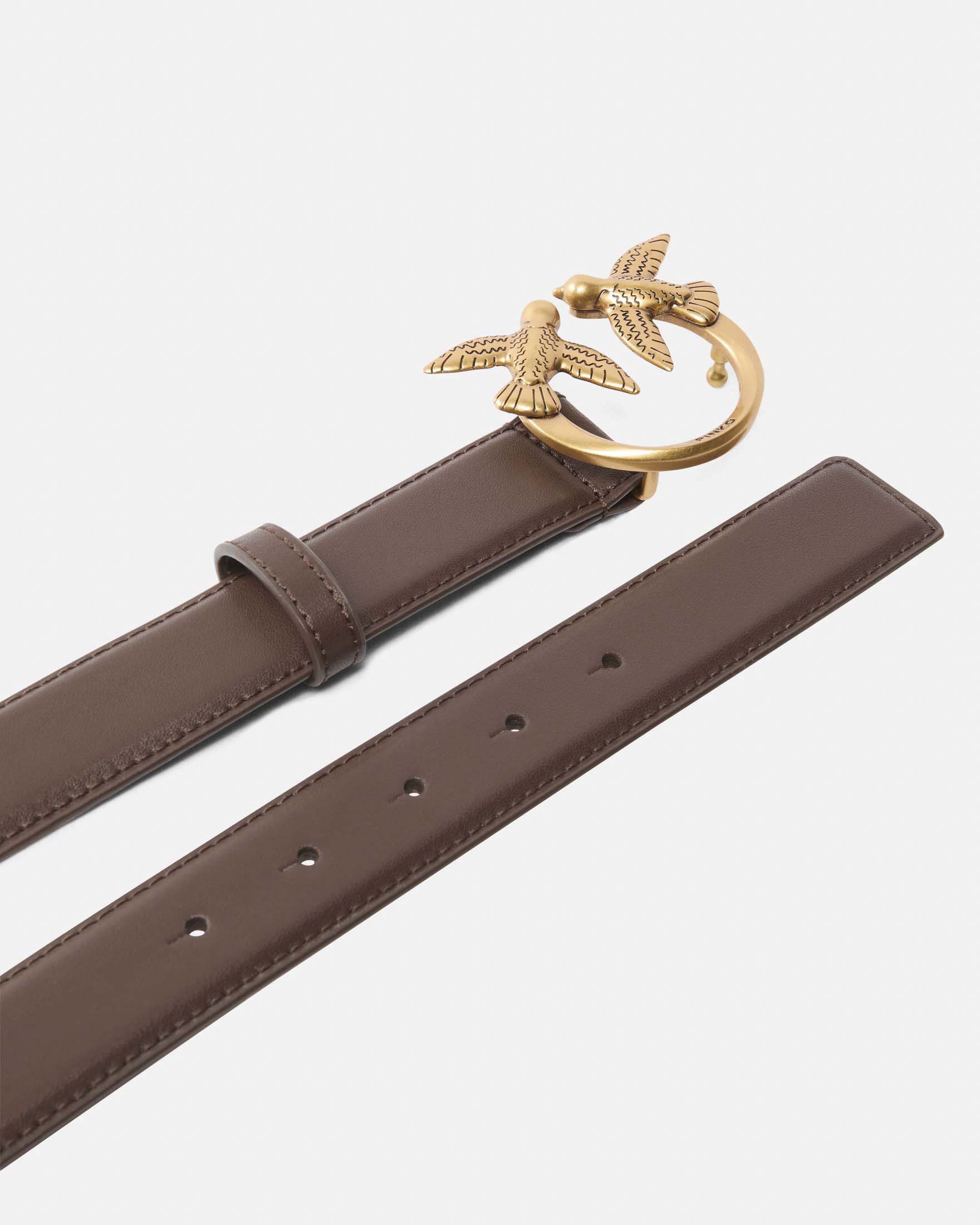 Cintura altezza media Love Birds Pinko cuoio con fibbia dorata image