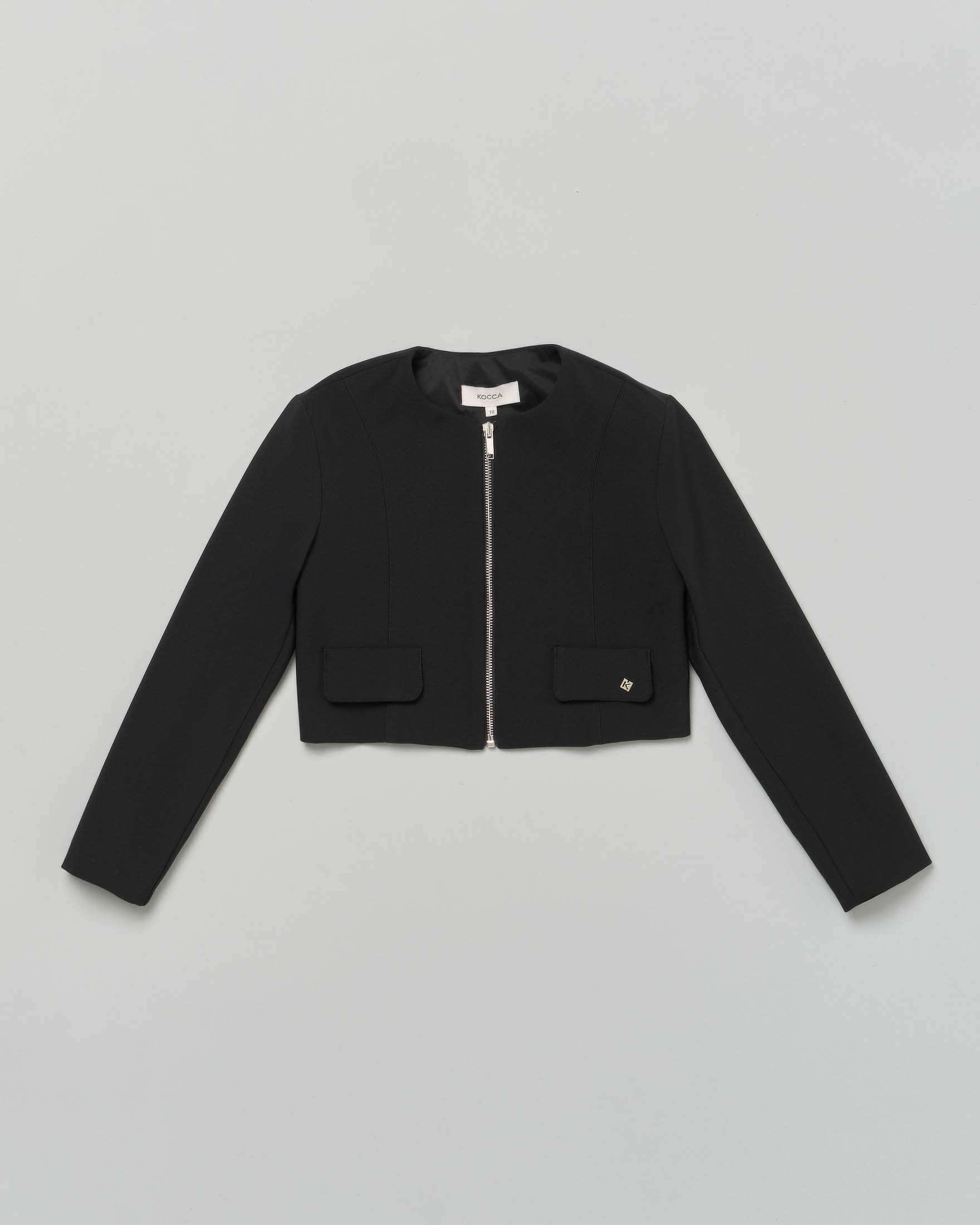 Giacca cropped Kocca nera a maniche lunghe con zip