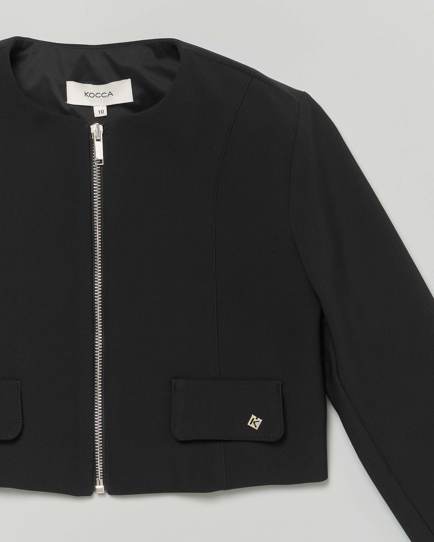 Giacca cropped Kocca nera a maniche lunghe con zip image