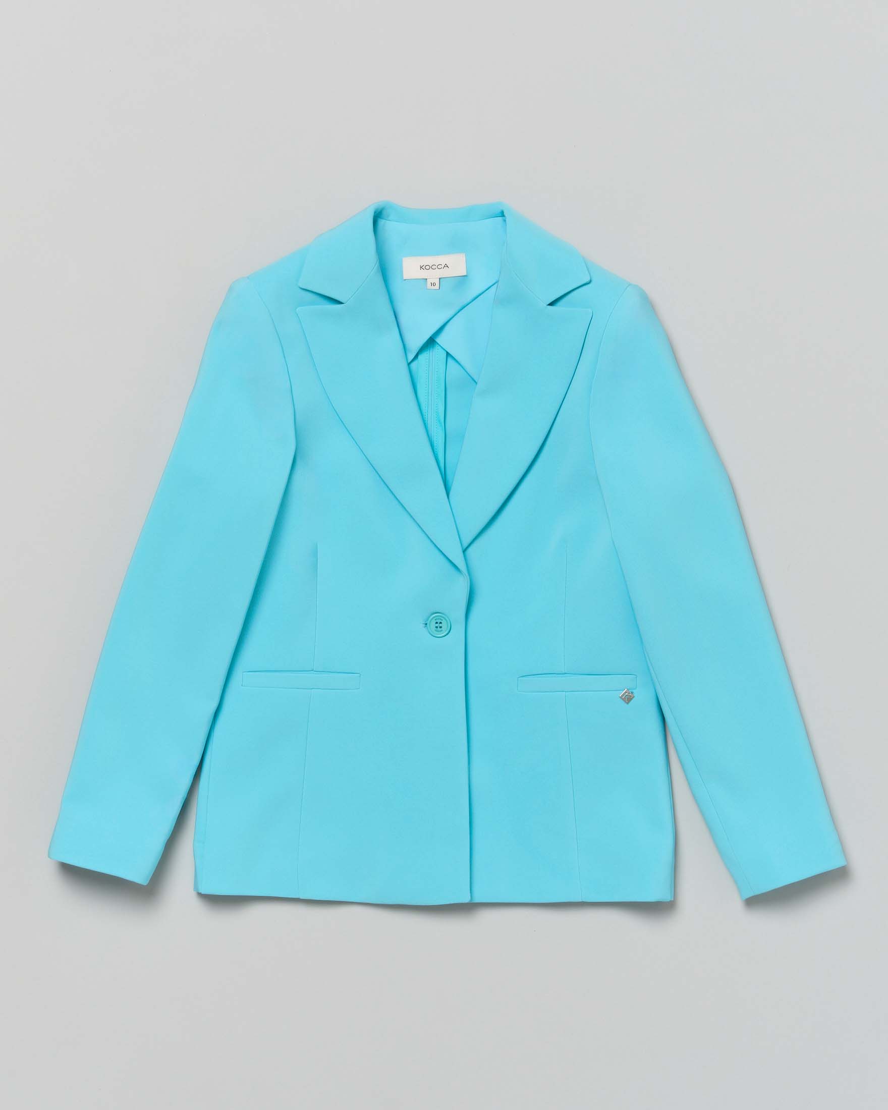Blazer Kocca turchese in cady monopetto