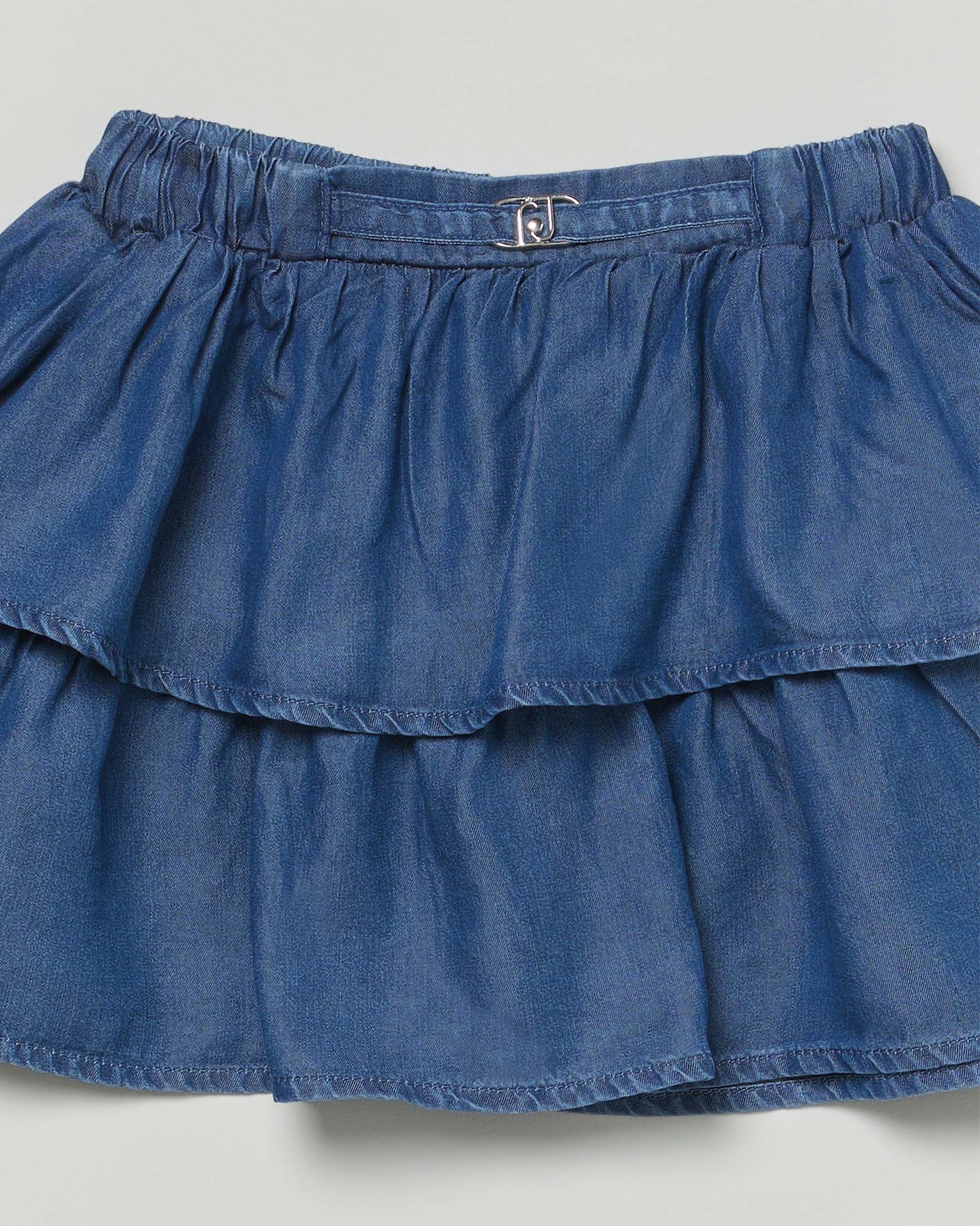 Gonna Liu Jo in denim lavaggio scuro a balze image