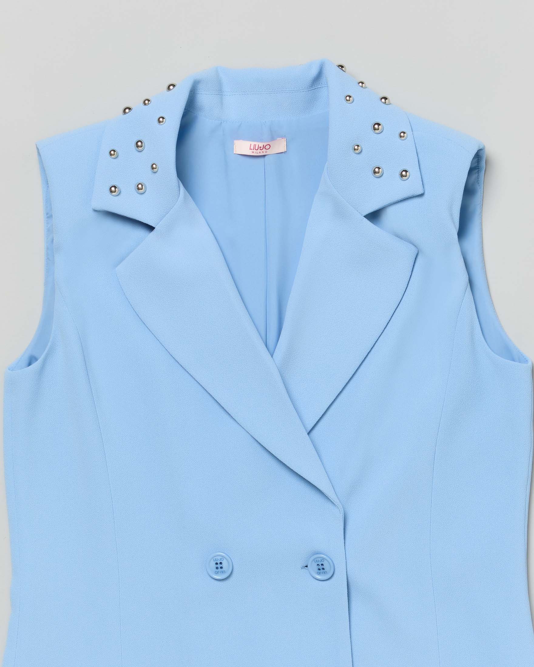 Blazer gilet Liu Jo azzurro in cady con borchie image