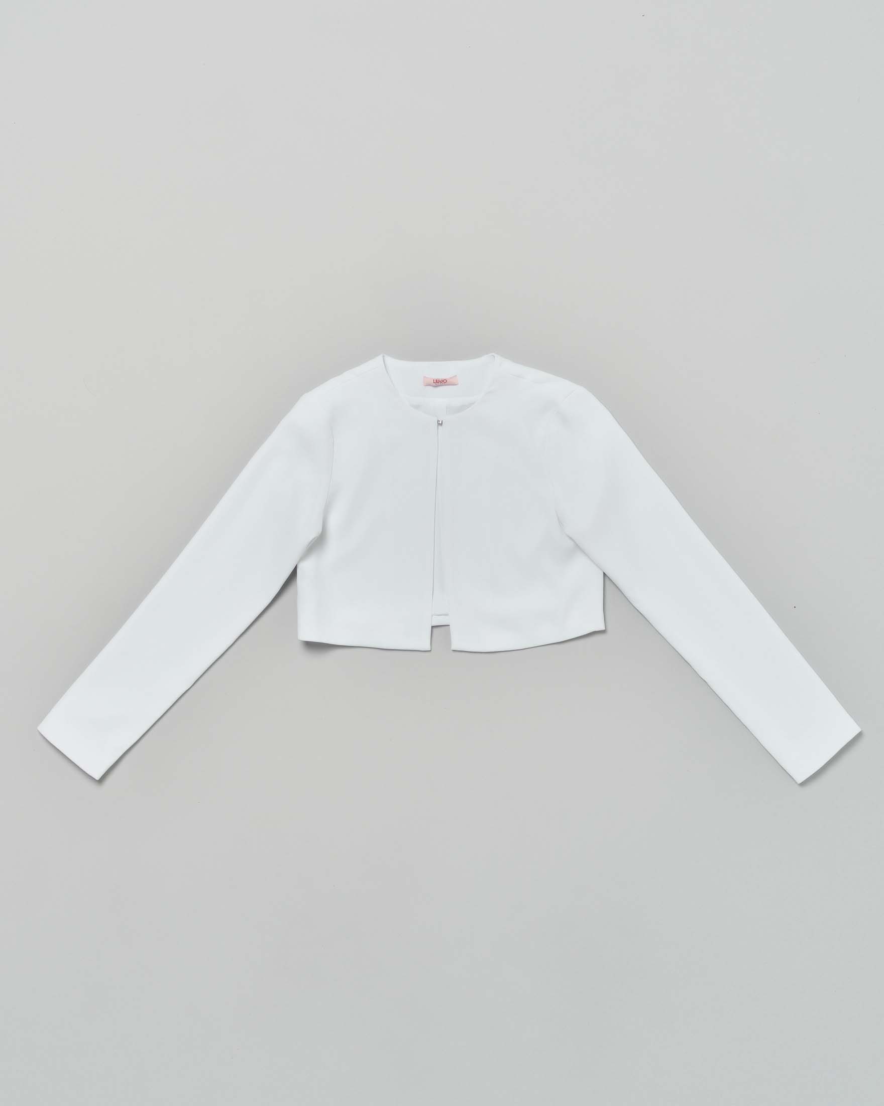 Bolero cropped Liu Jo bianco in crepe con strass