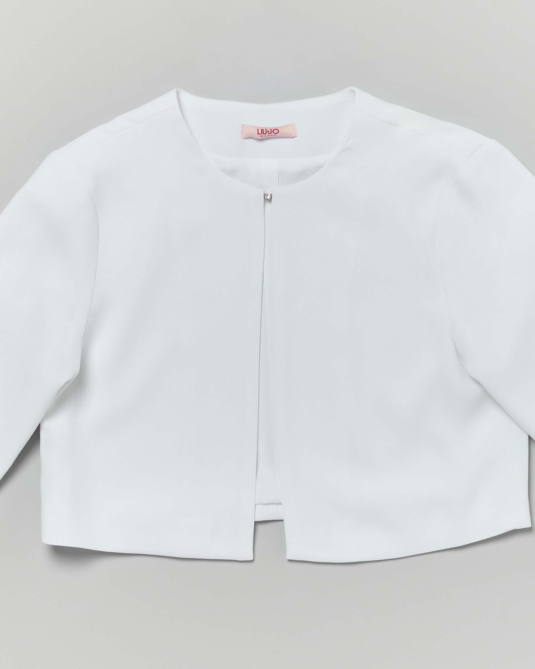 Bolero cropped Liu Jo bianco in crepe con strass image