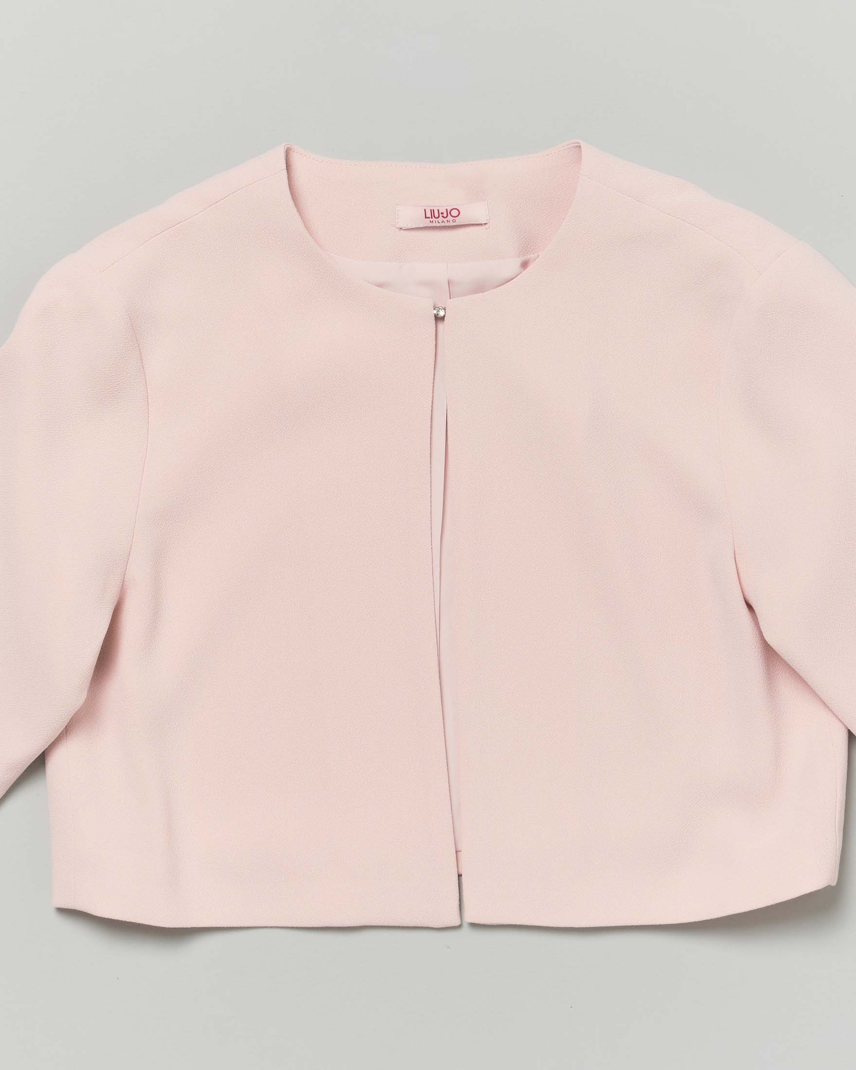 Bolero cropped Liu Jo rosa cipria in crepe con strass image