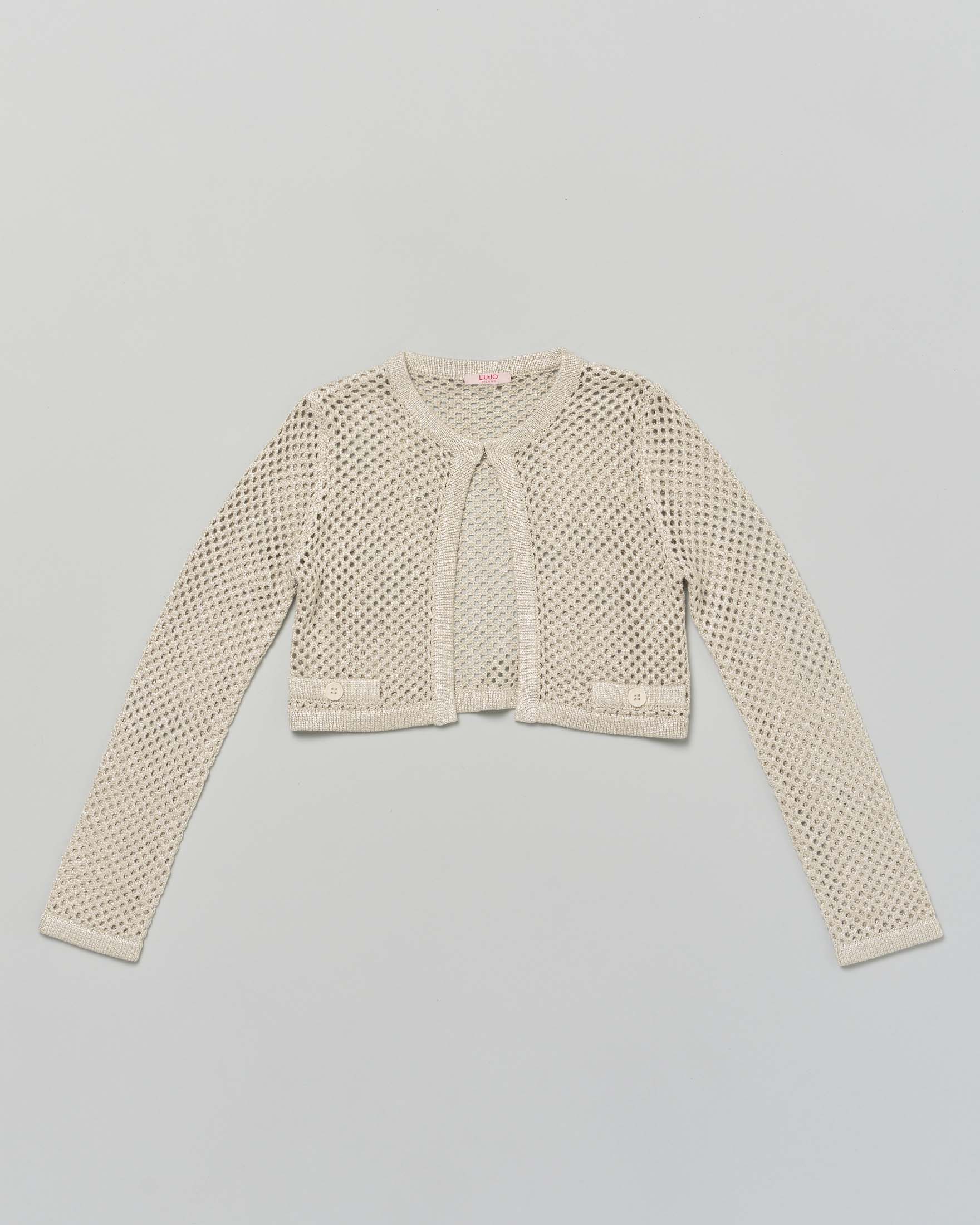Bolero cropped Liu Jo a rete color écru in lurex