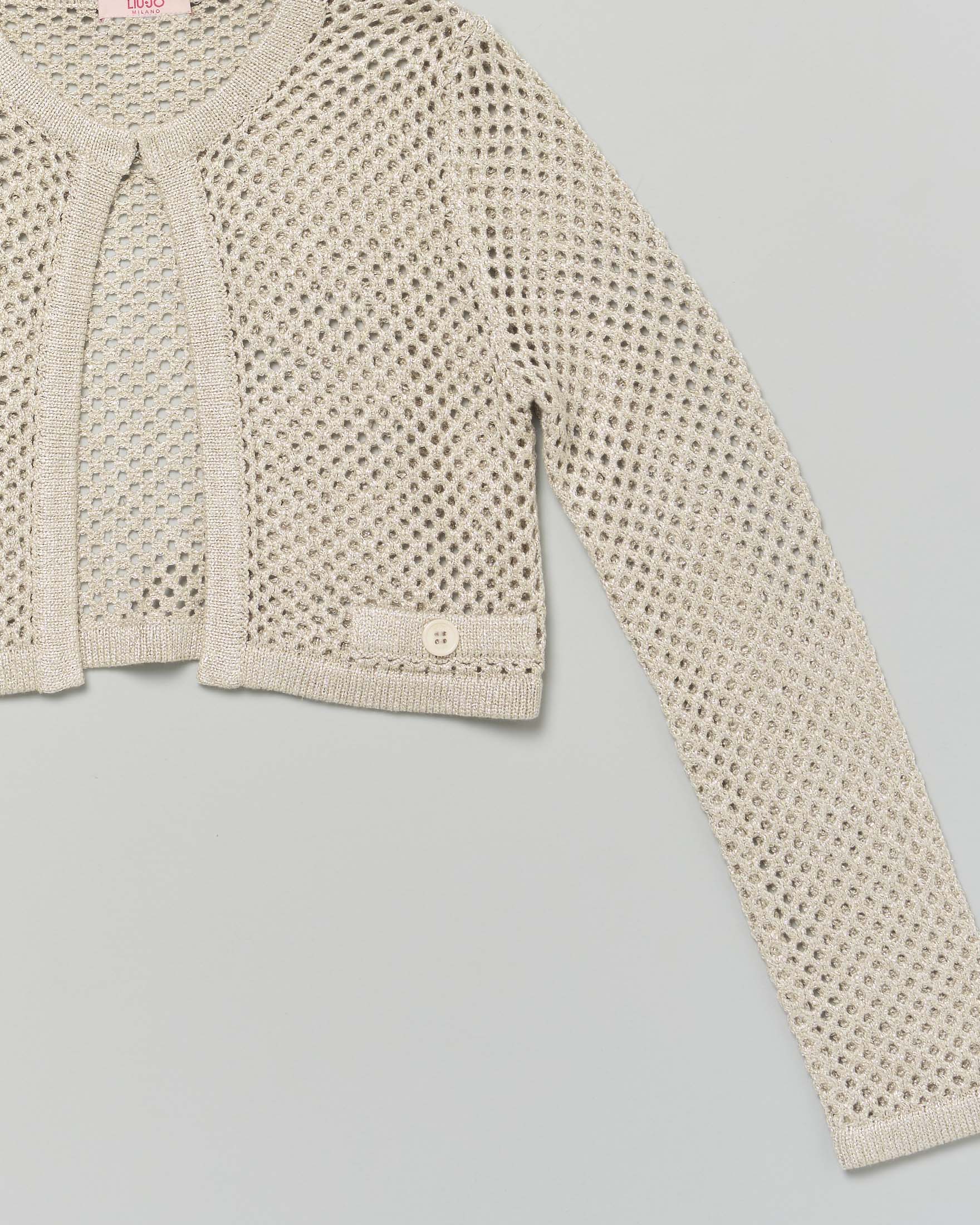 Bolero cropped Liu Jo a rete color écru in lurex image
