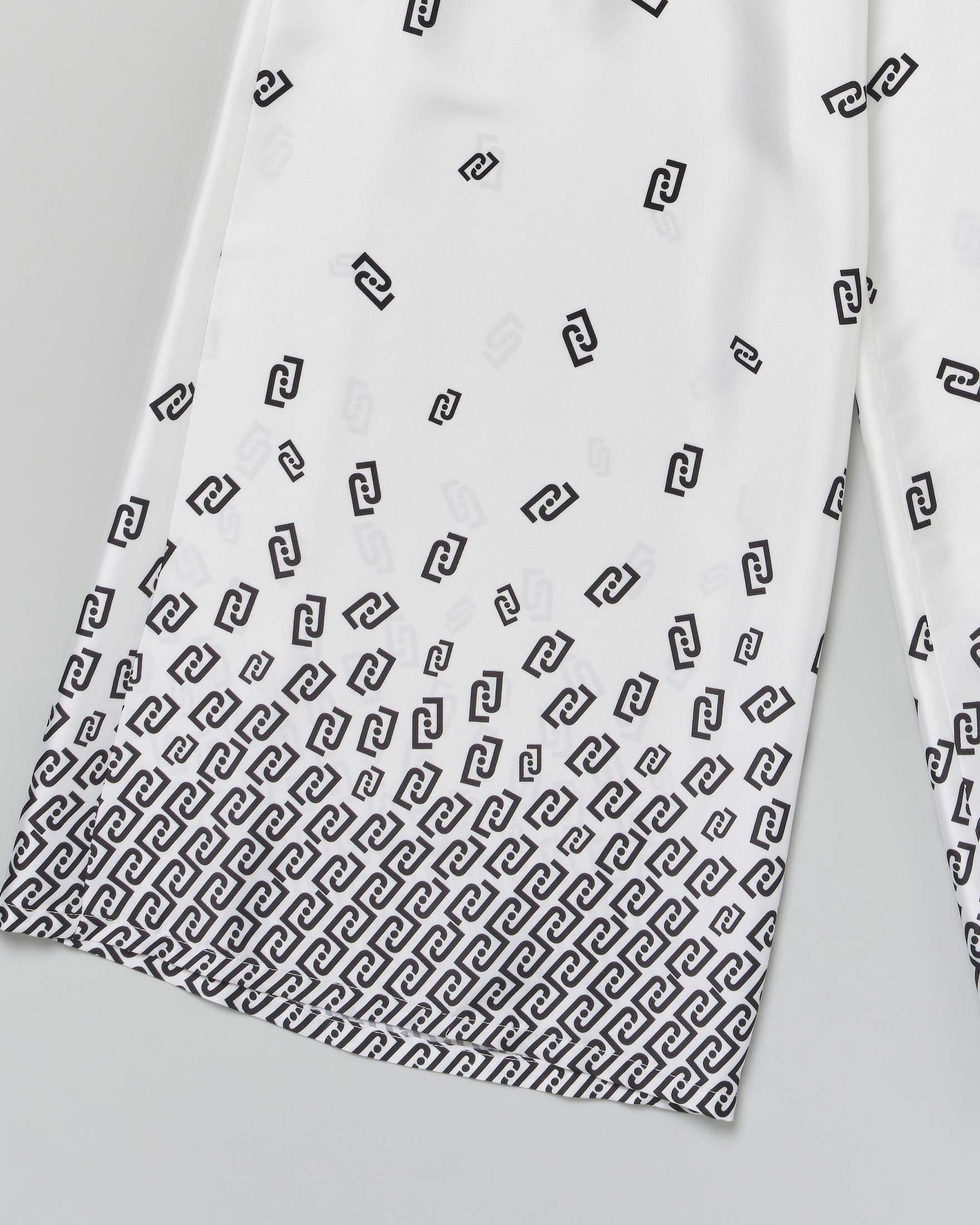 Pantalone palazzo Liu Jo bianco e nero in raso con fantasia logata image