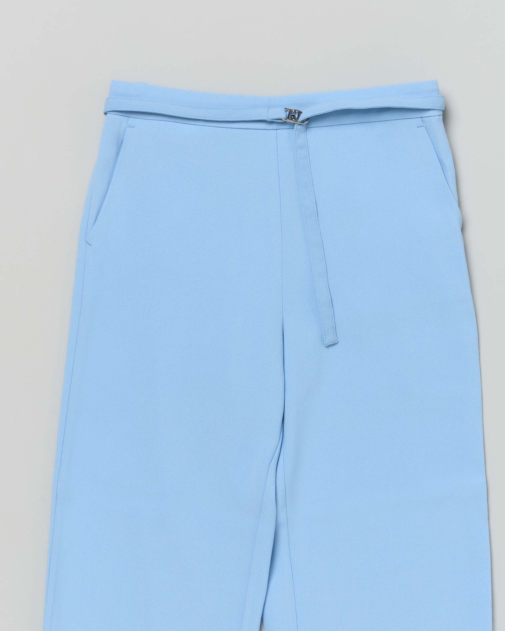 Pantalone palazzo Liu Jo in cady azzurro con cinturino image