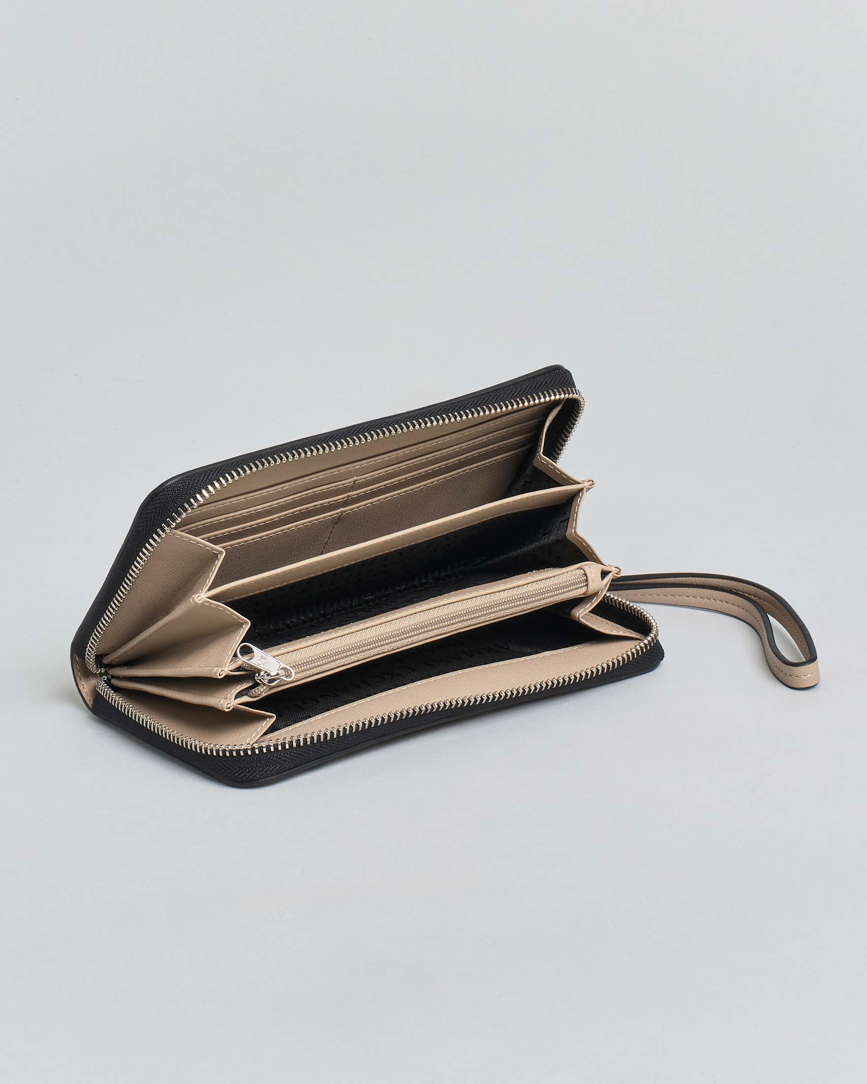 Portafoglio bifold Armani Exchange beige con fibbia logo image