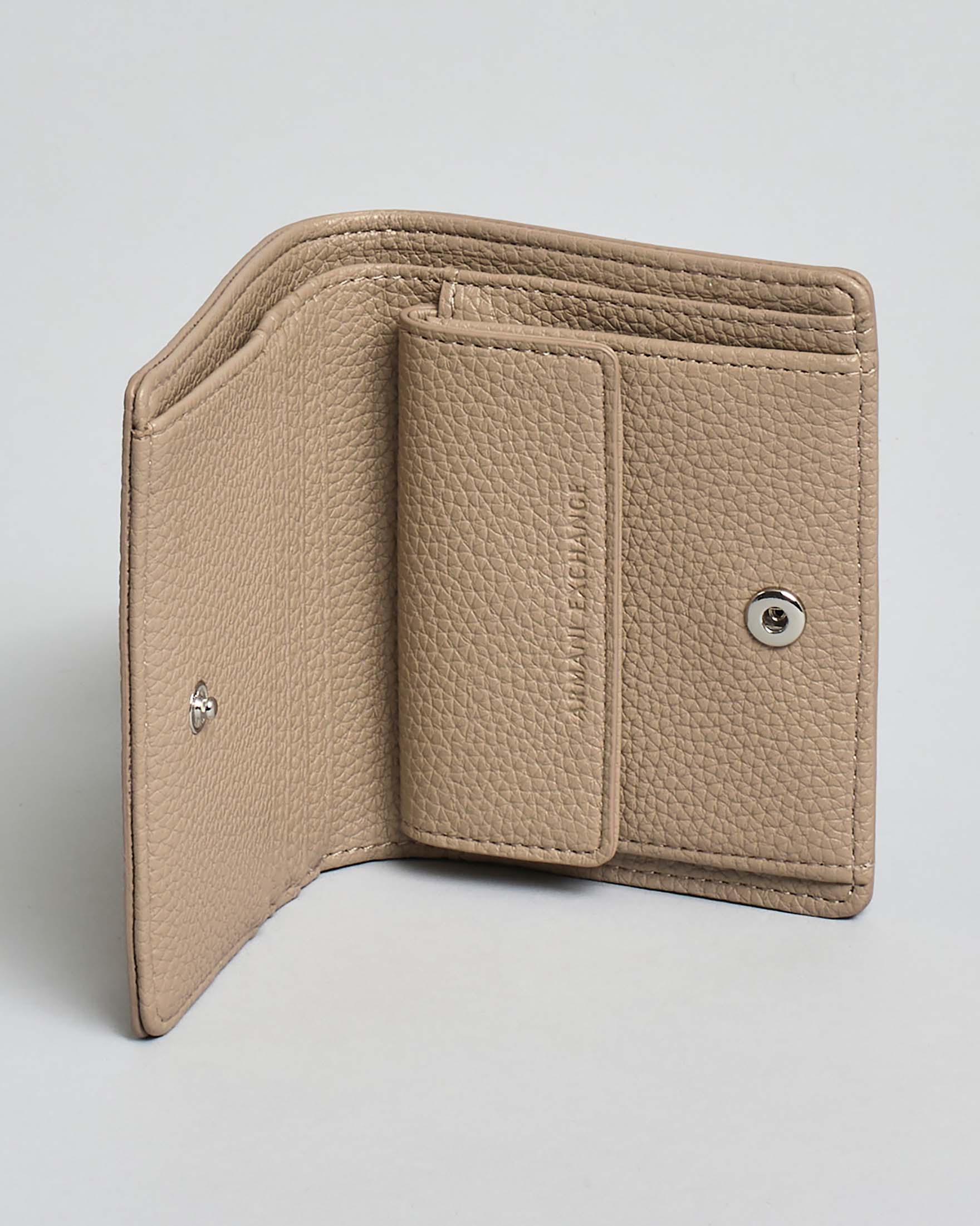 Portafoglio piccolo bifold Armani Exchange color sabbia in similpelle image