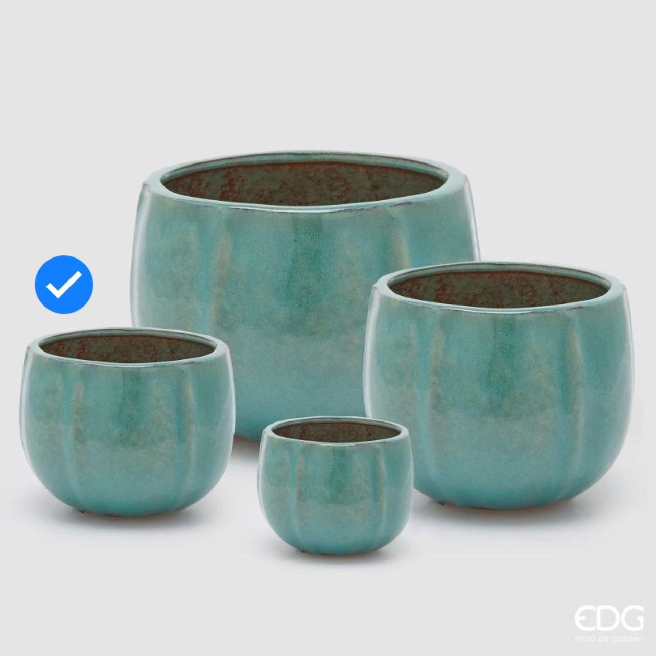 Vaso in Ceramica Glaze Atlas Spicchi Ciotola Verde S4 M2 d.28 h.24 Edg