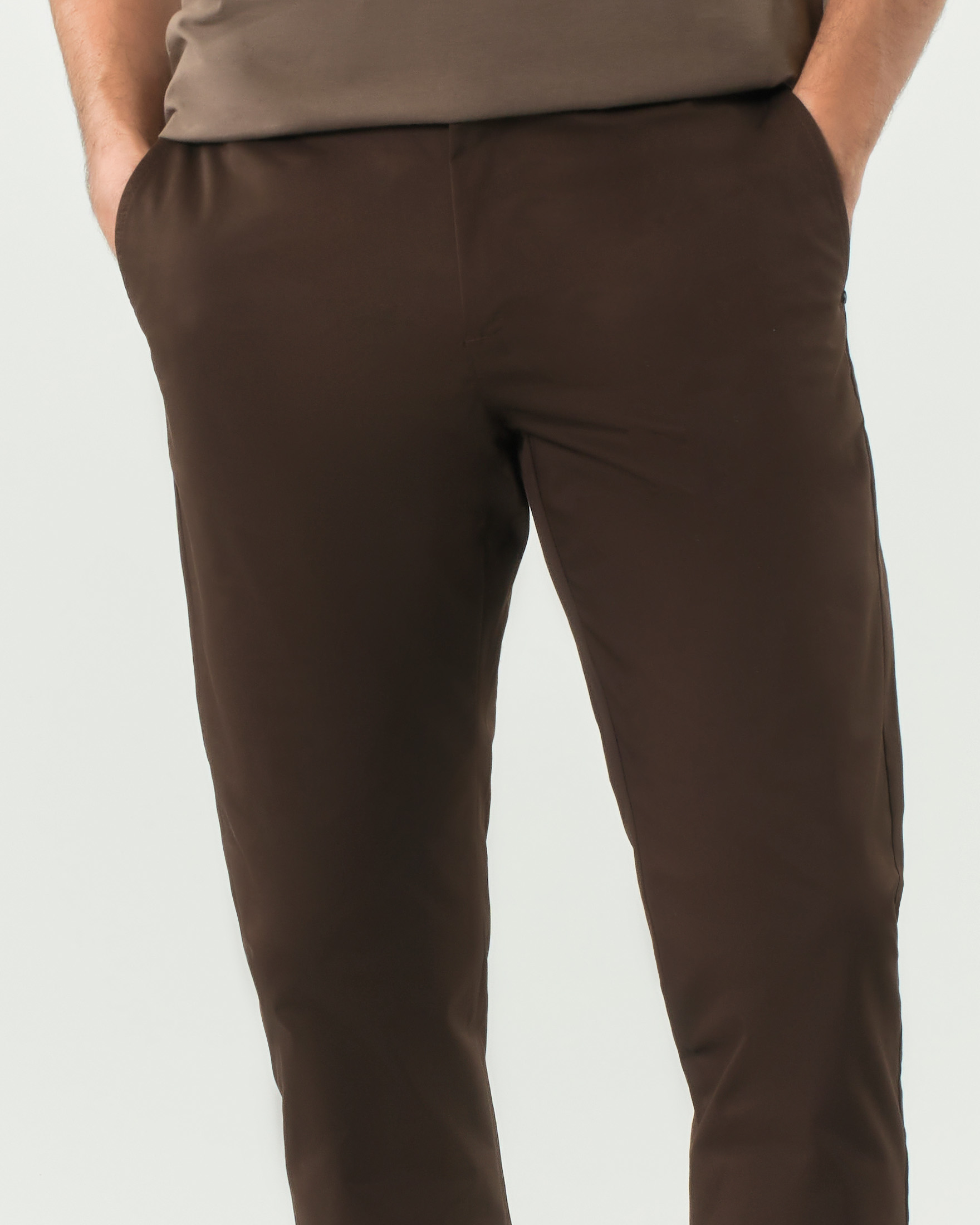 Pantalone chino My Stuff marrone in cotone stretch tinto pezza image