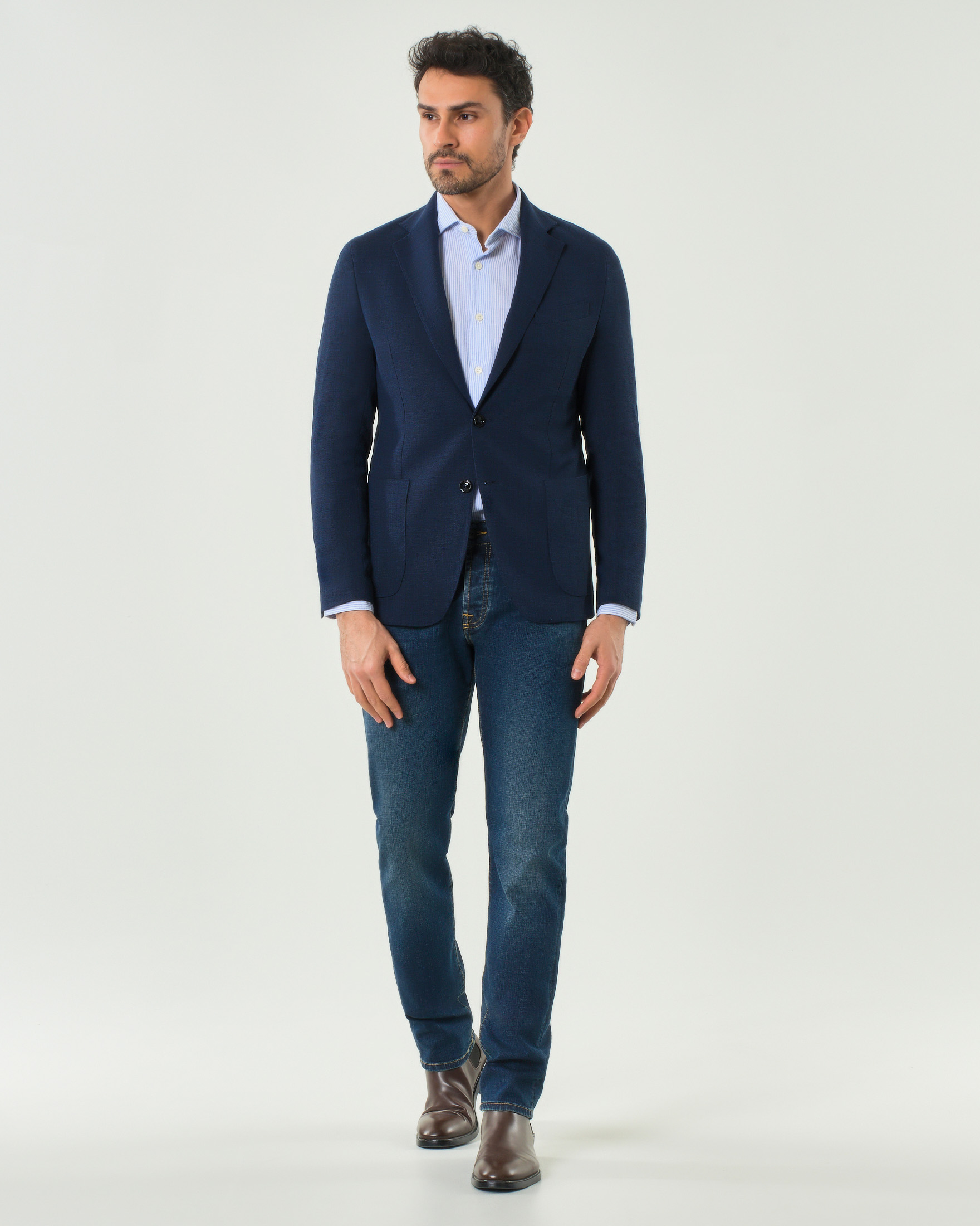 Blazer Paul Baker blu in misto viscosa e lana stretch con tasche a toppa image