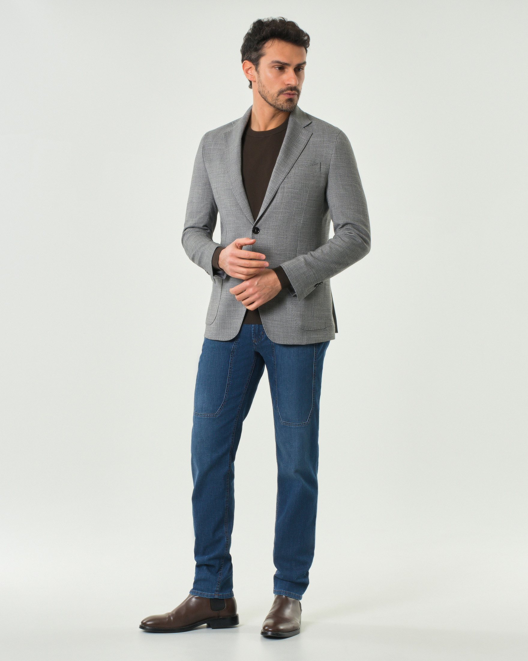 Blazer Paul Baker grigio in misto viscosa e lana stretch con tasche a toppa image