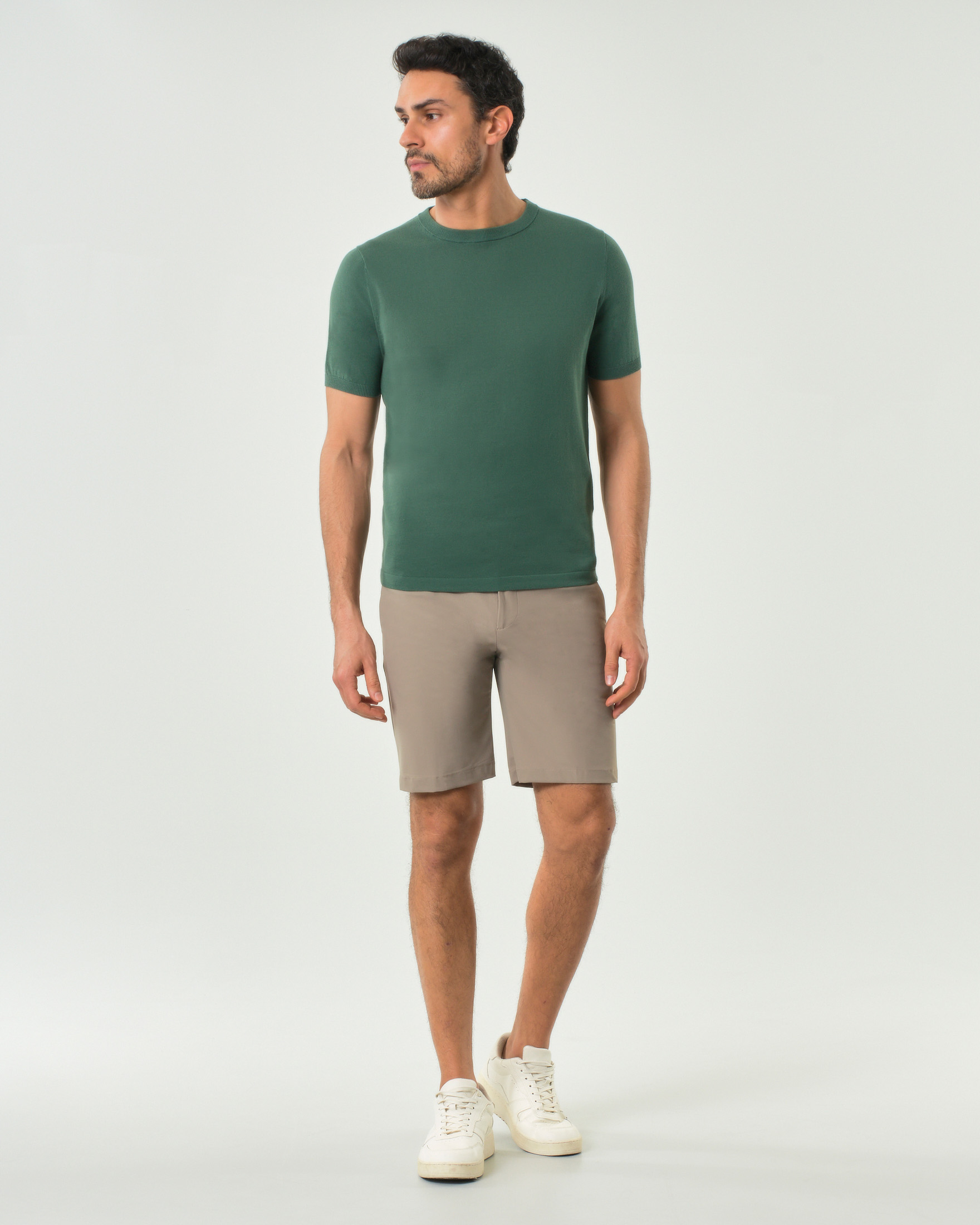 Bermuda chino slim Pellizzari color tortora in tessuto tecnico stretch