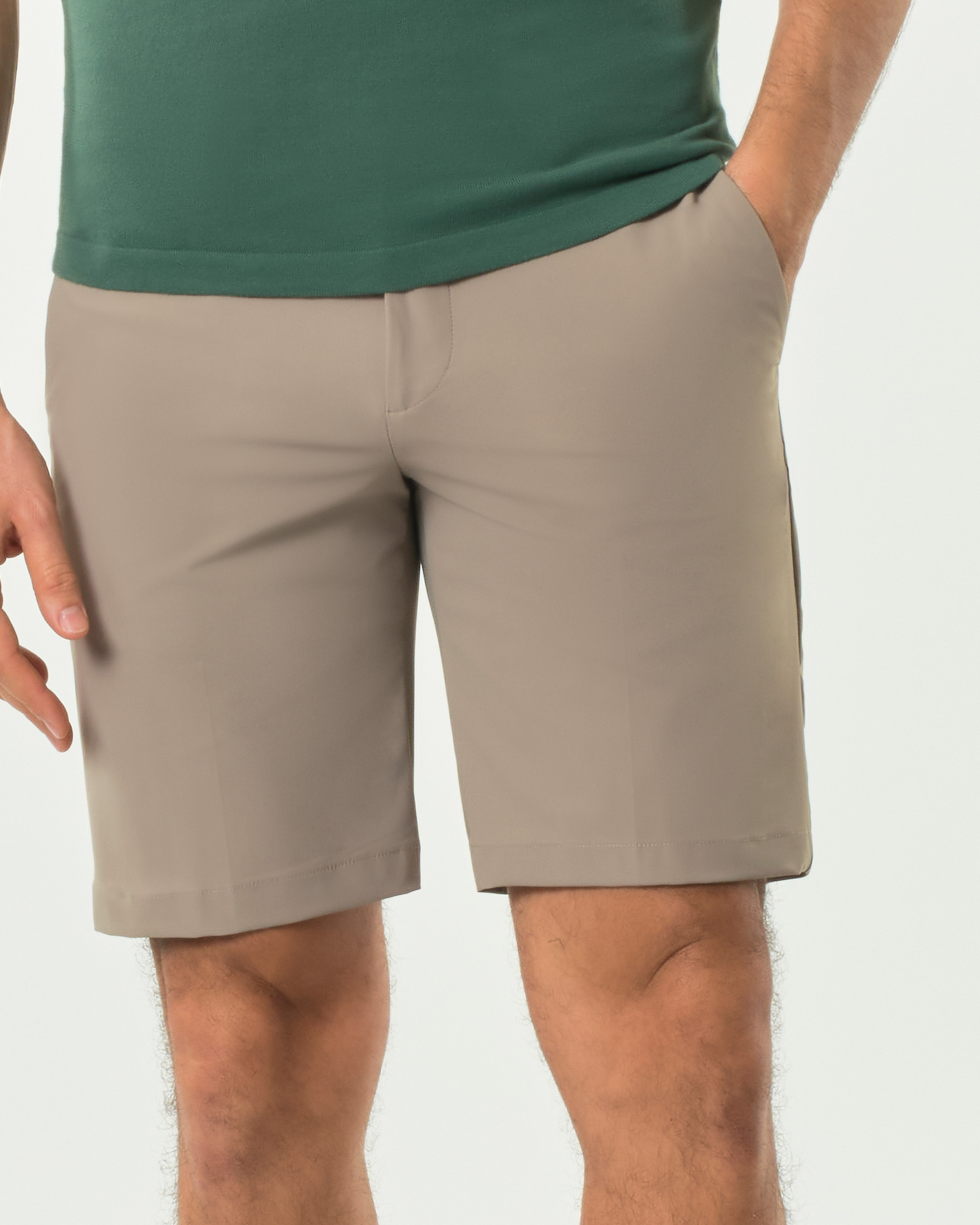 Bermuda chino slim Pellizzari color tortora in tessuto tecnico stretch image
