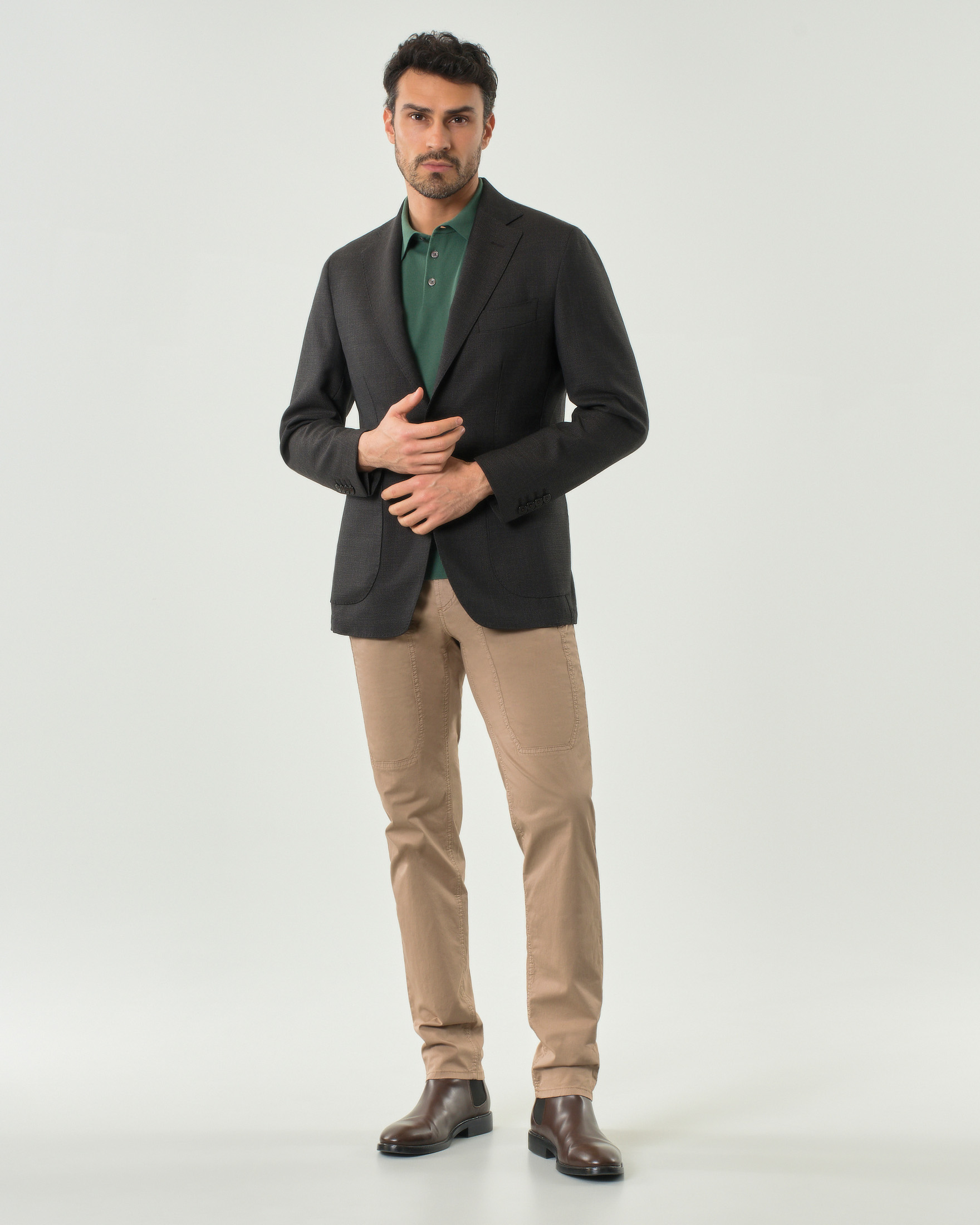 Blazer Pellizzari marrone in tela di lana Barberis con tasche a toppa image