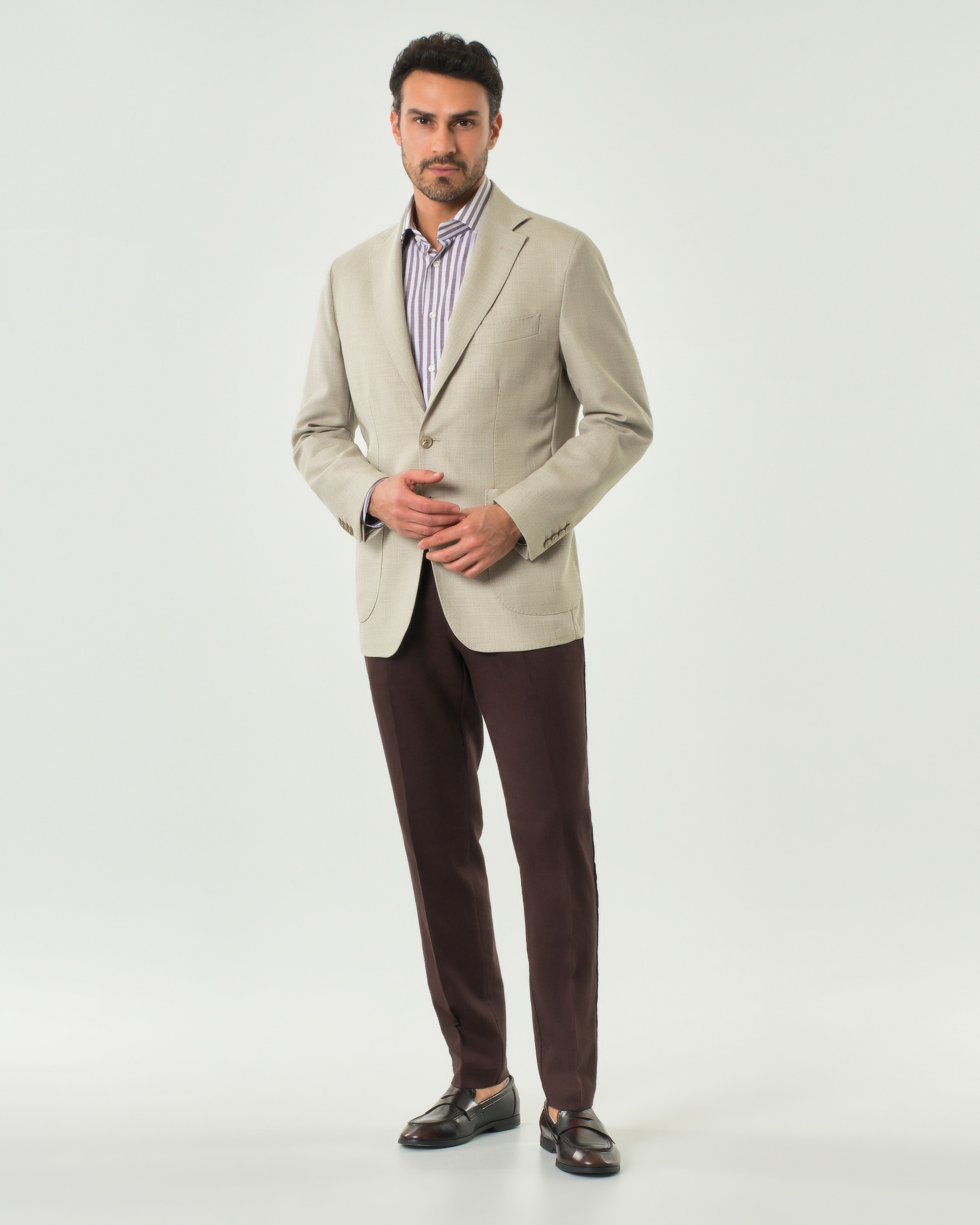Blazer Pellizzari sabbia in tela di lana Barberis con tasche a toppa image
