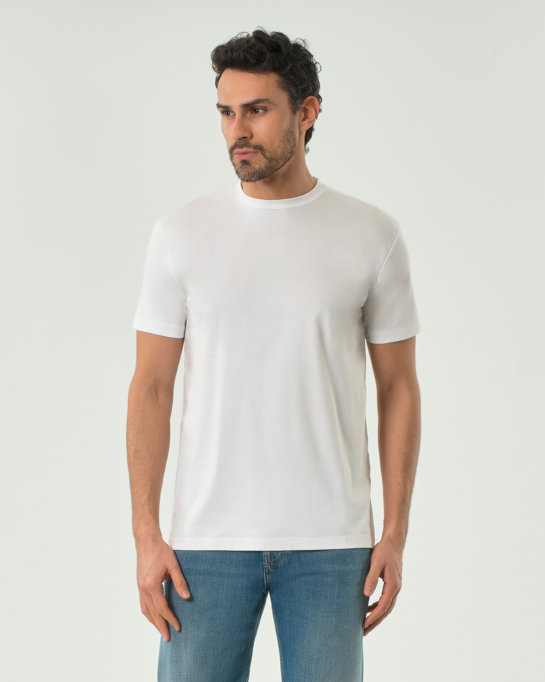 T-shirt mezza manica Pellizzari panna in cotone makò doppio ritorto